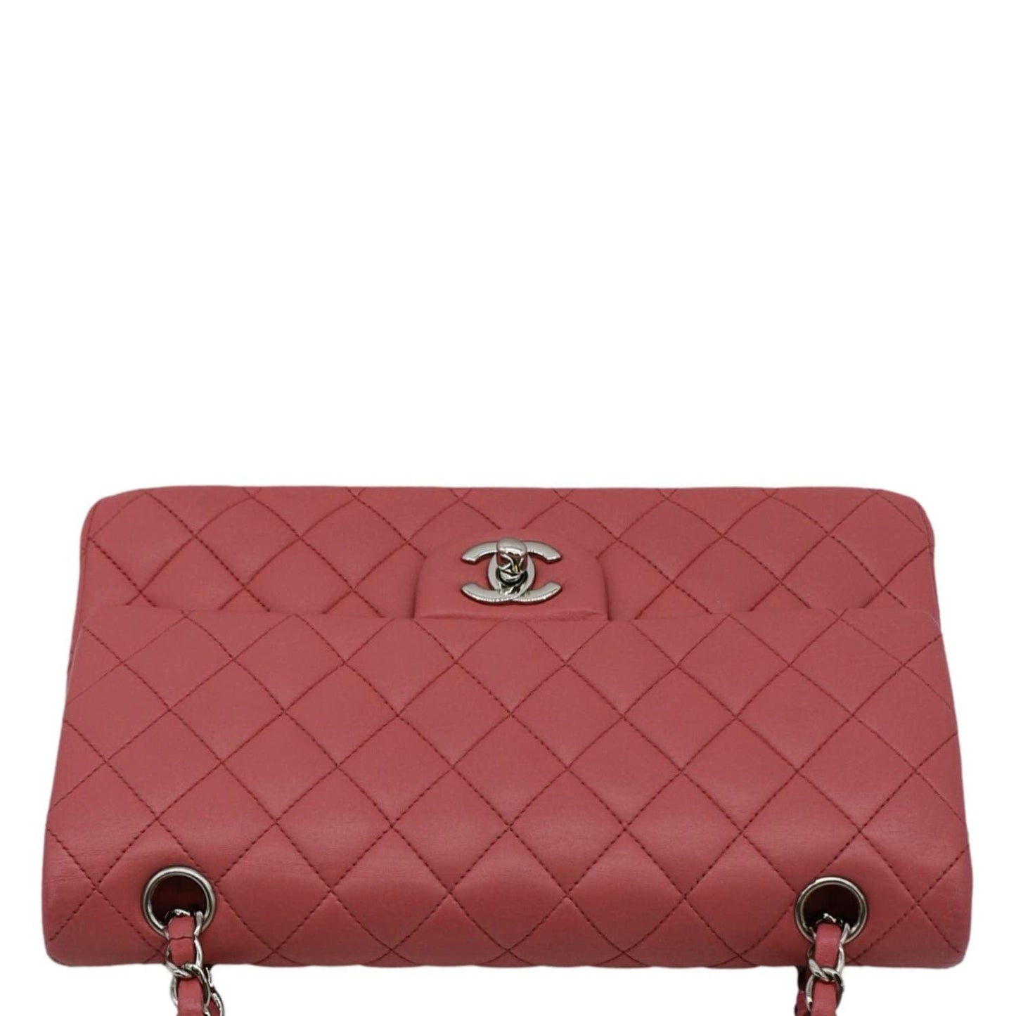 Chanel Classic Double Flap Medium Quilted Leather Shoulder Bag Salmon Pink