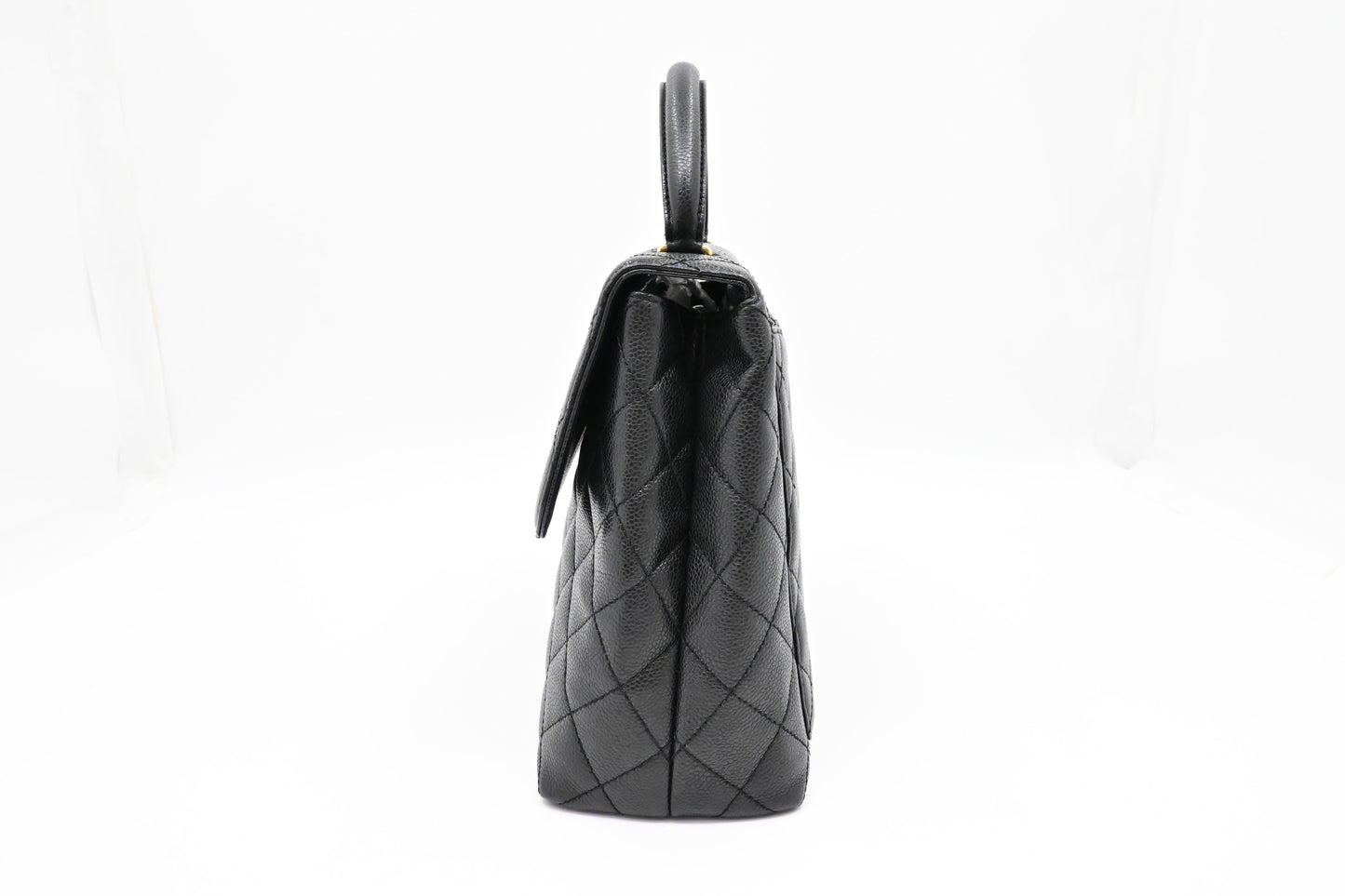 Chanel Kelly Caviar Black Leather Handbag Caviar Leather