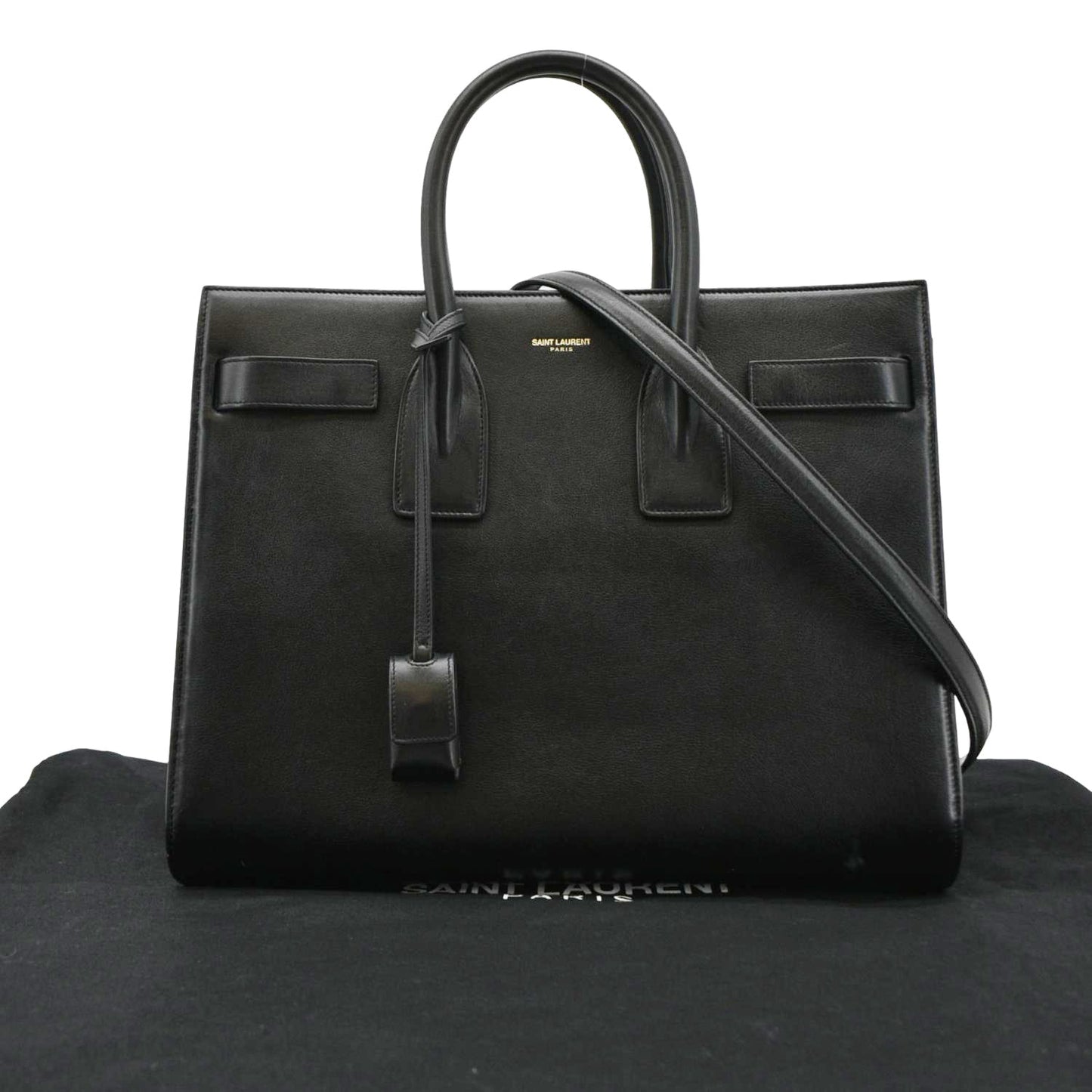 YSL Saint Laurent Yves Sac De Jour Shoulder Bag Leather Black Small