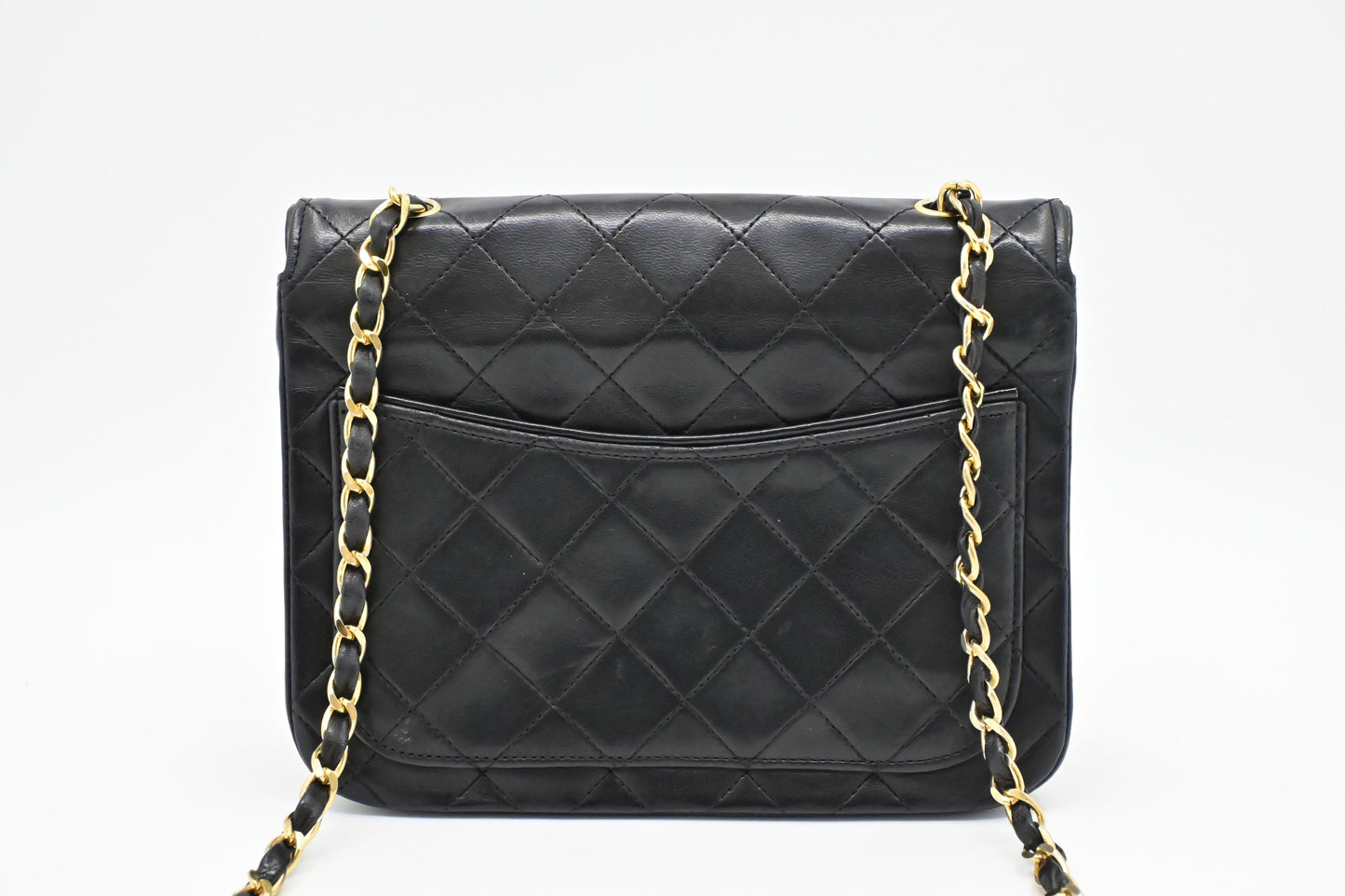 Chanel Round Flap Matelassé Black Leather Handbag