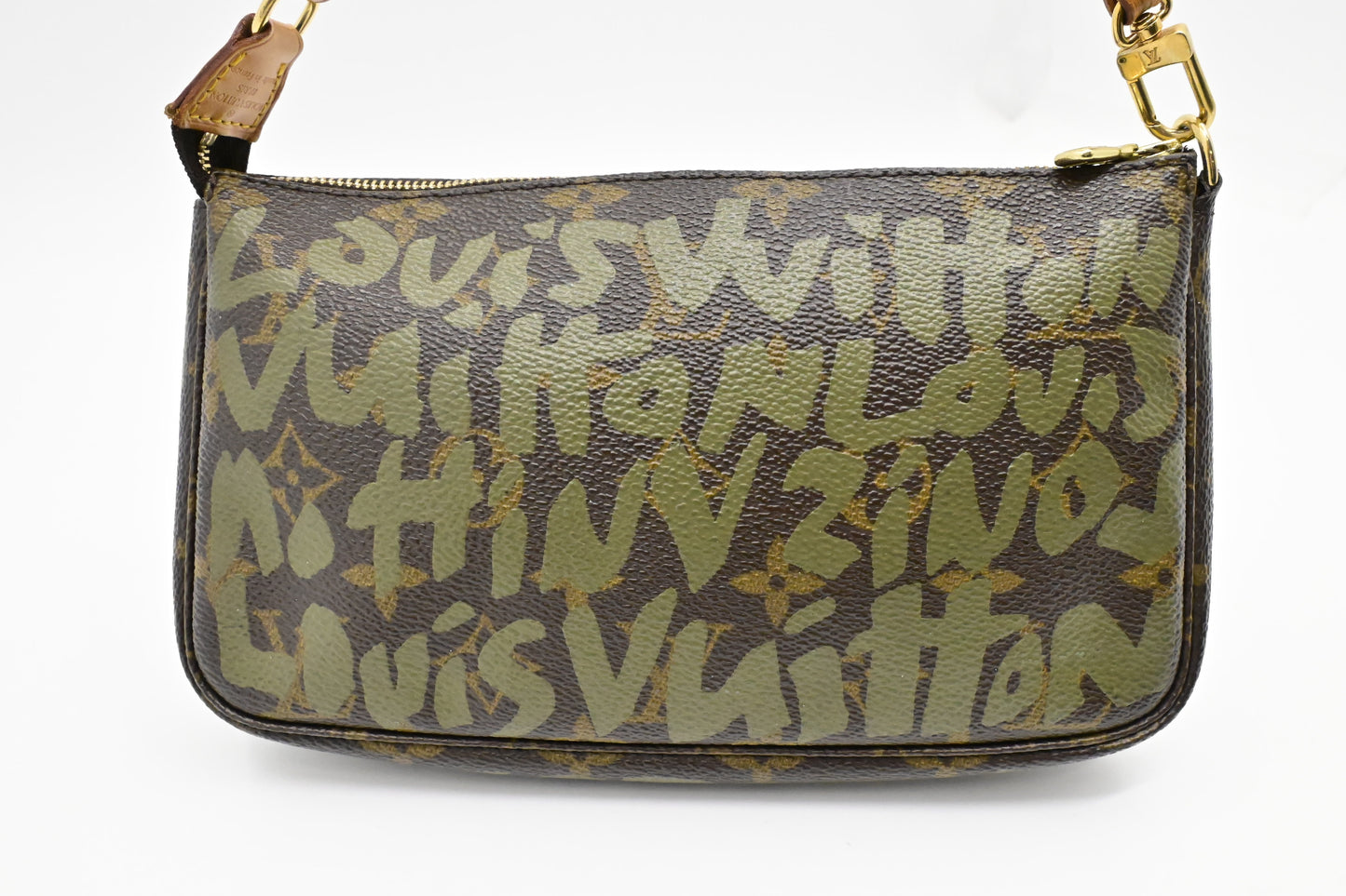 Louis Vuitton x Stephen Spro Pochette Accessoires Monogram Canvas Green Clutch Bag
