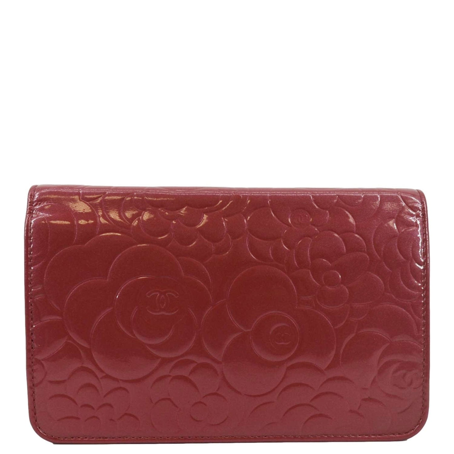 Chanel Camellia On Leather Pink Wallet Case Chain 1