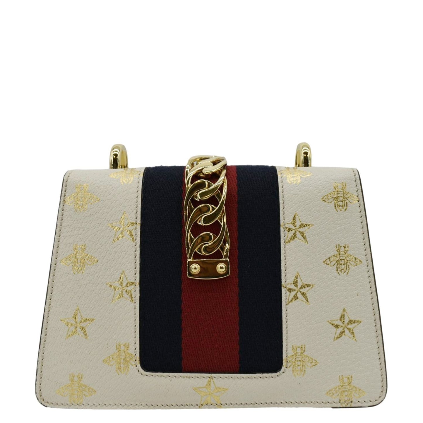 Gucci Sylvie Bee Star Crossbody Bag Off Leather White