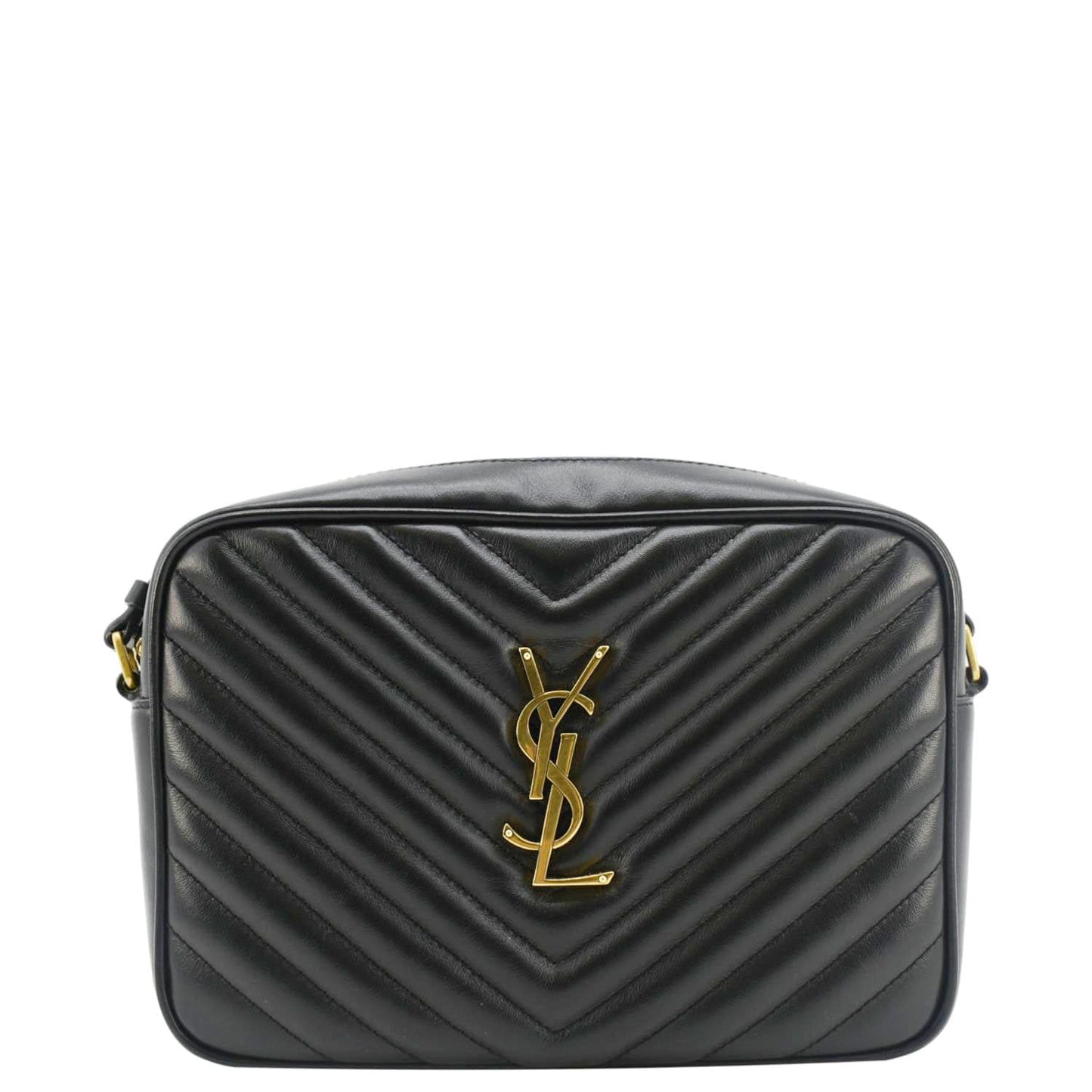 YSL Saint Laurent Yves Lou Camera Crossbody Bag Leather Quilted Black