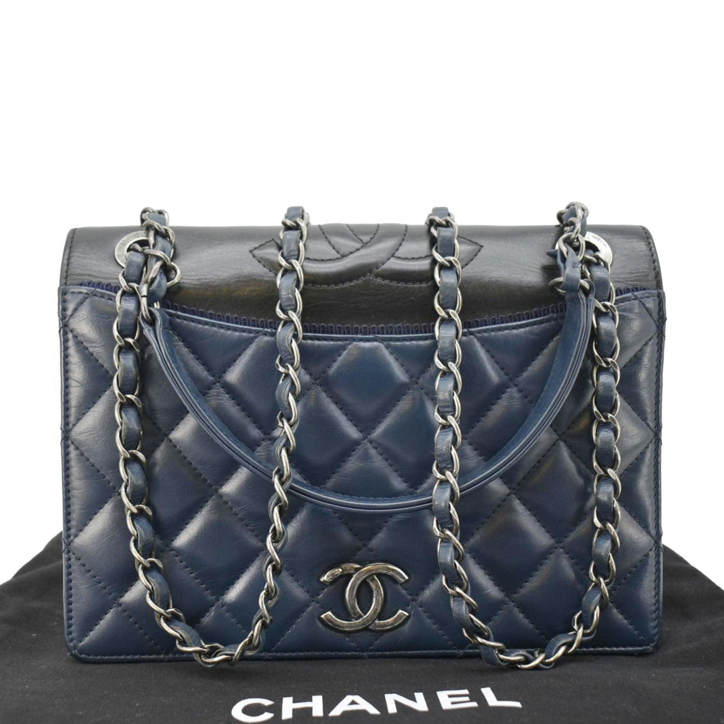 Chanel Ballerine Flap Quilted Navy Leather Blue Travel Bag