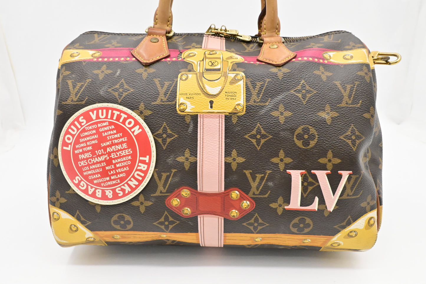 Louis Vuitton Speedy 30 Bandouliere Summer Trunks Monogram Handbag