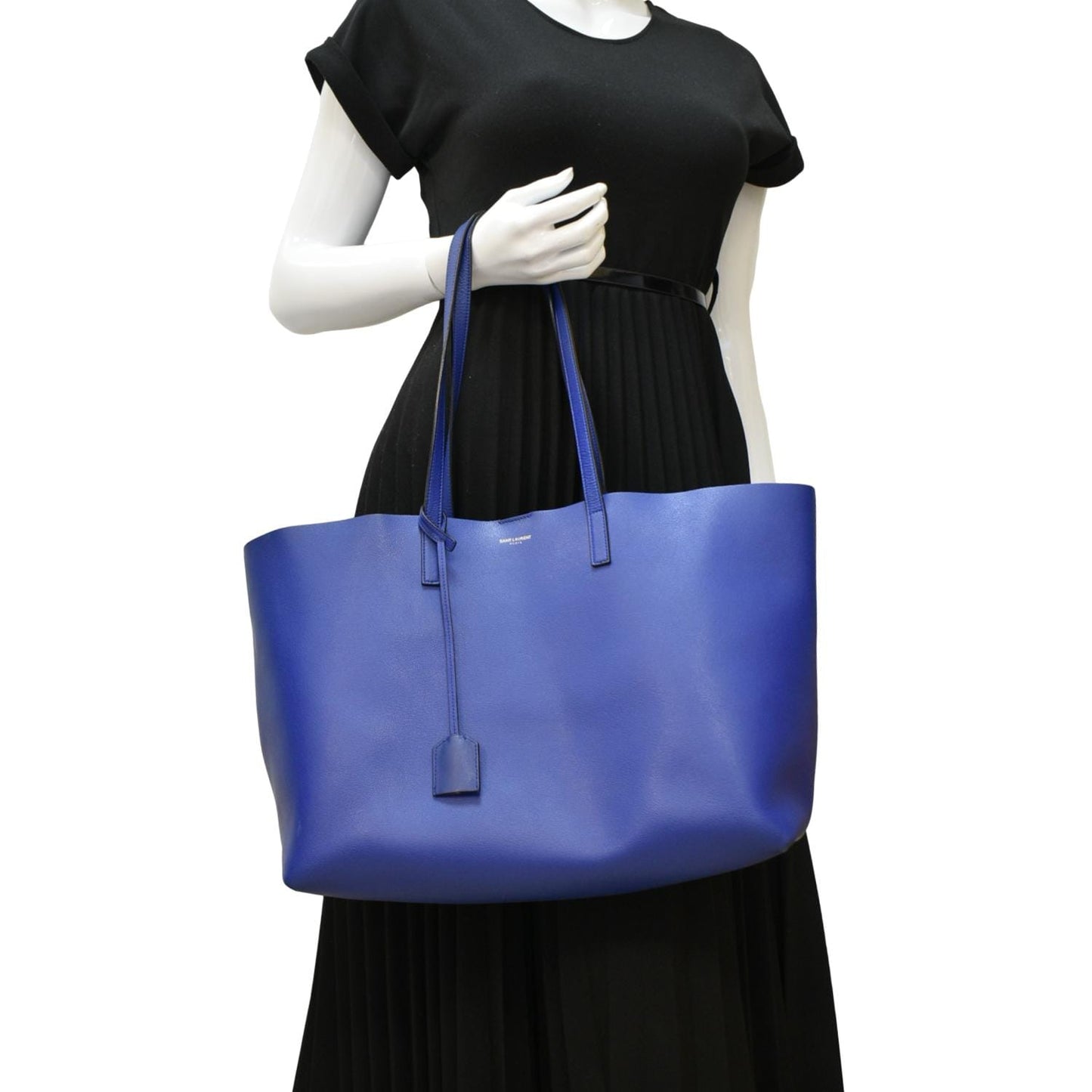 YSL Saint Laurent Saint Shopping Tote Bag Leather Blue