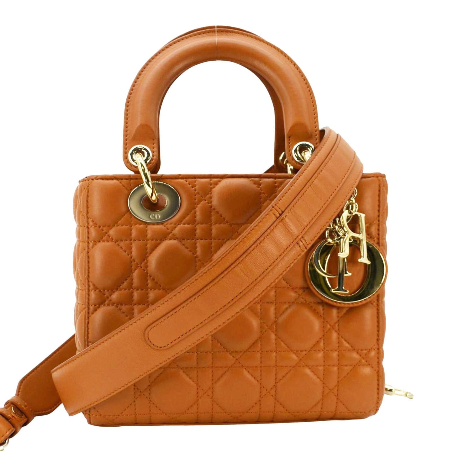 Dior My Abc Cannage Shoulder Bag Orange Leather Small