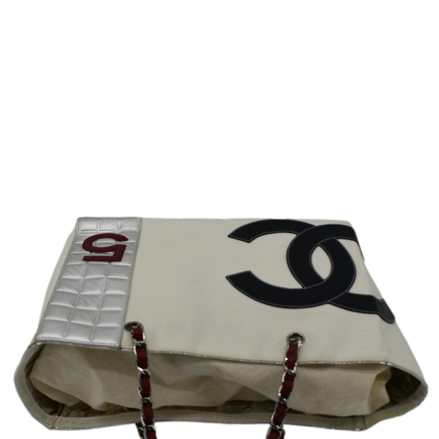 Chanel Foil No.5 Shopping Canvas White Travel Bag