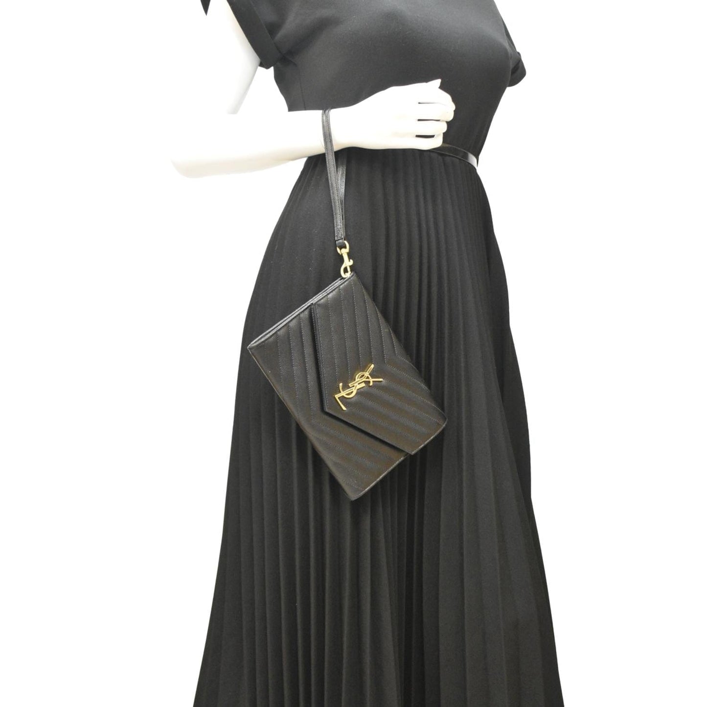 YSL Saint Laurent Saint Clutch Medium Pouch Leather Matelasse Clutch Bag