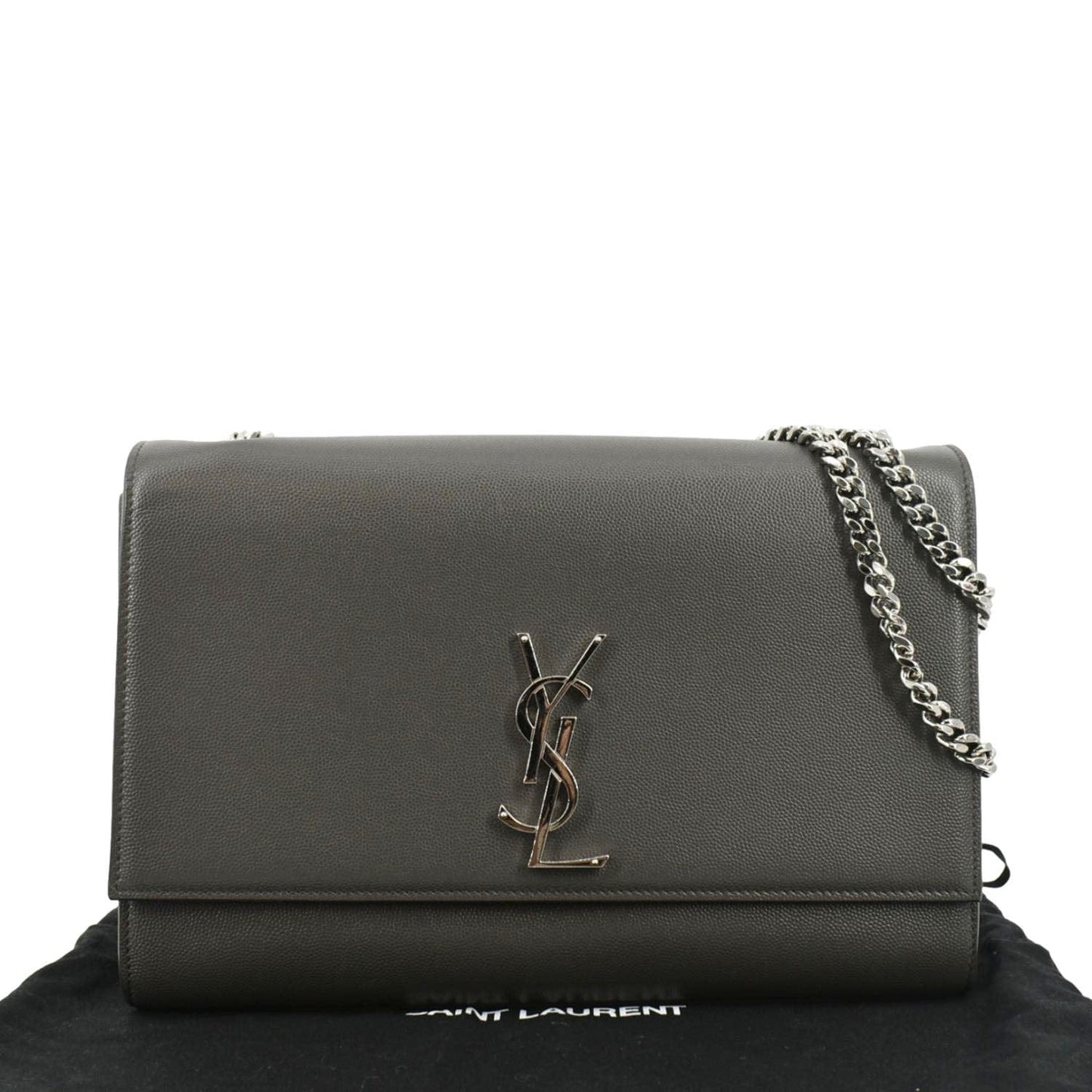 YSL Saint Laurent Yves Kate Shoulder Bag Leather Gray