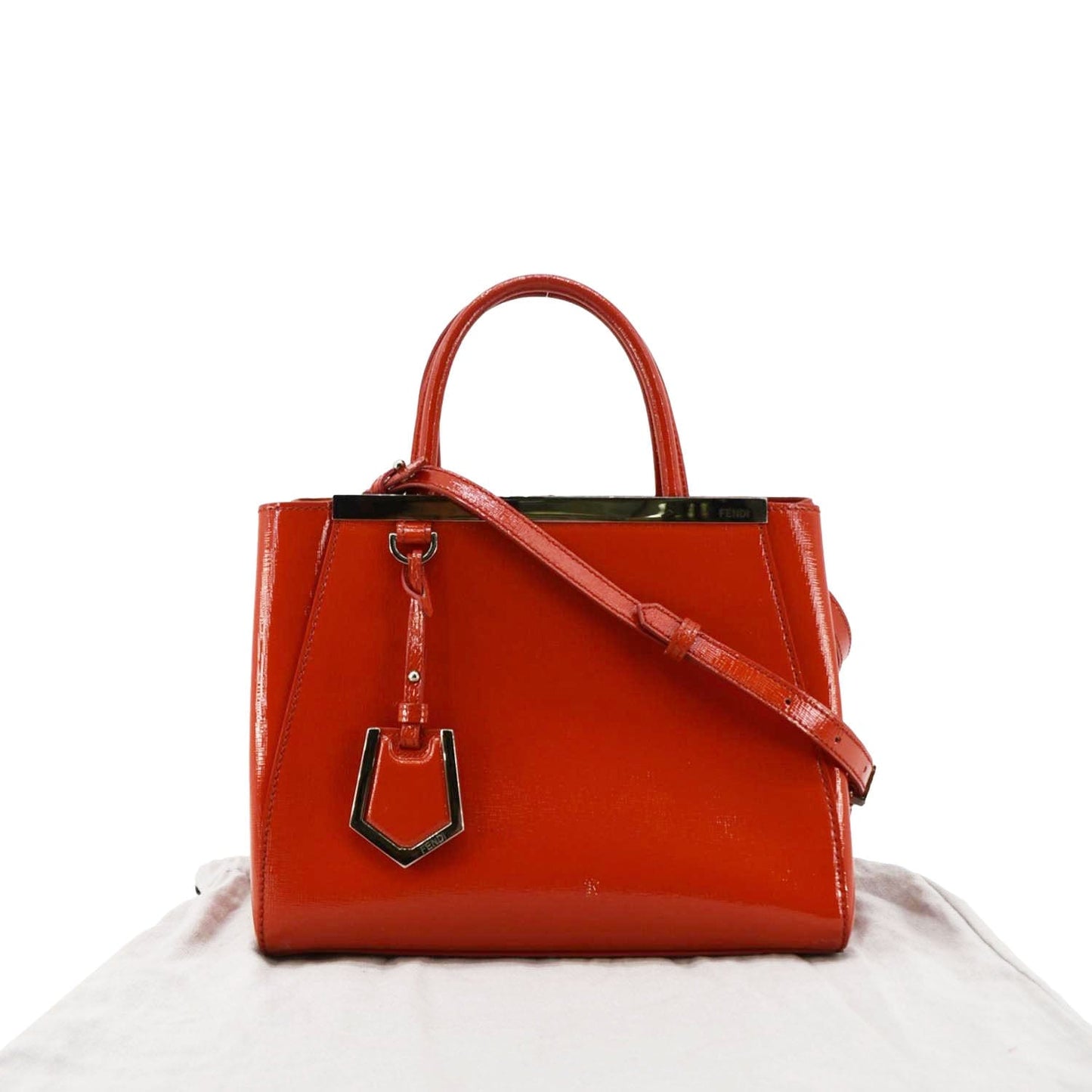 Fendi Petite 2Jours Elite Tote Shoulder Bag Leather Vitello Red