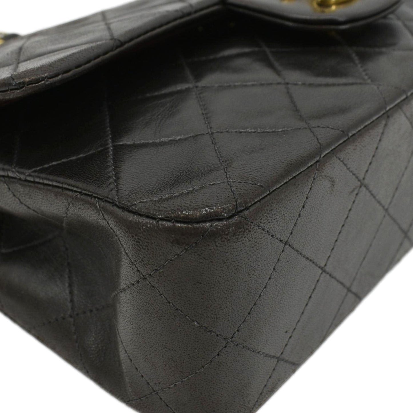 Chanel Classic Double Flap Quilted Dark Leather Brown Travel Bag