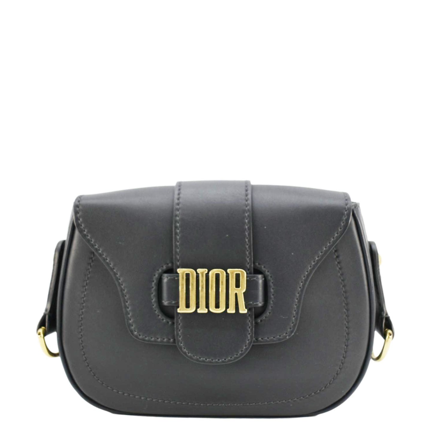 Dior Fence Calfskin Saddle Bag Leather Black Shoulder Bag