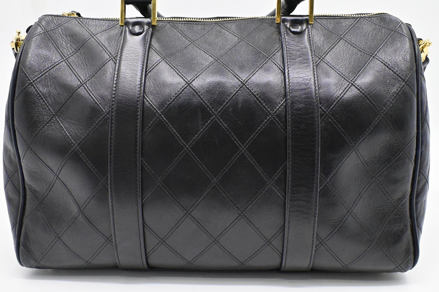 Chanel Bicolor Boston Quilted Lambskin Black Travel Bag