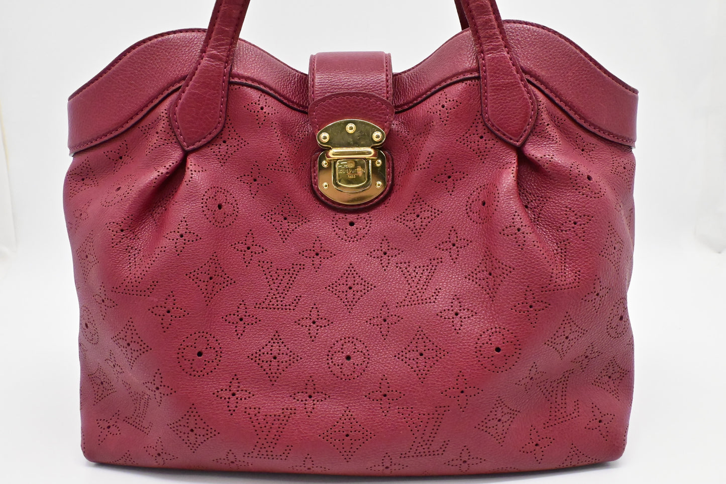 Louis Vuitton Seal Grenat Mahina PM Leather Handbag