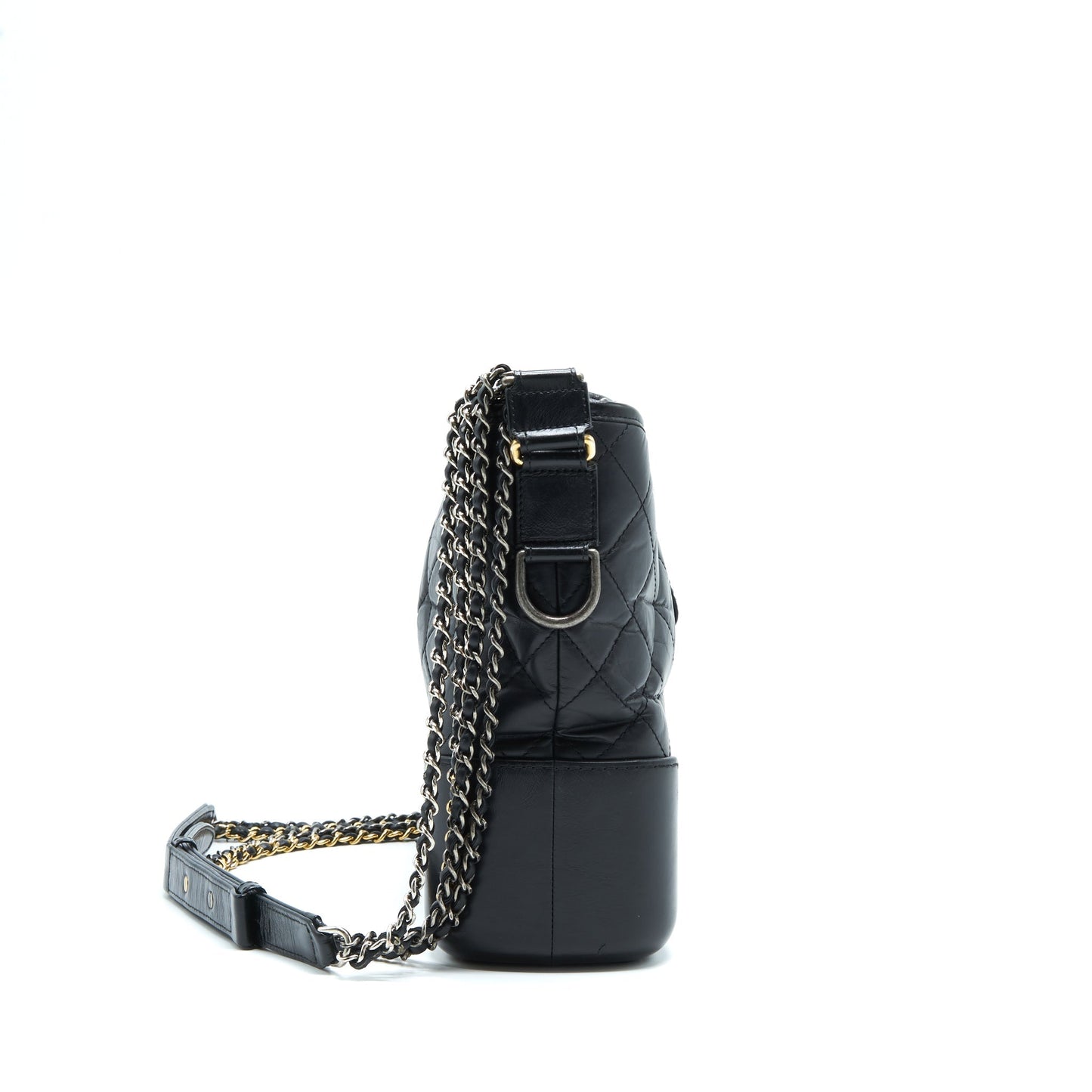 Chanel Gabrielle Hobo Sliver Hardware Black Gold Shoulder Bag