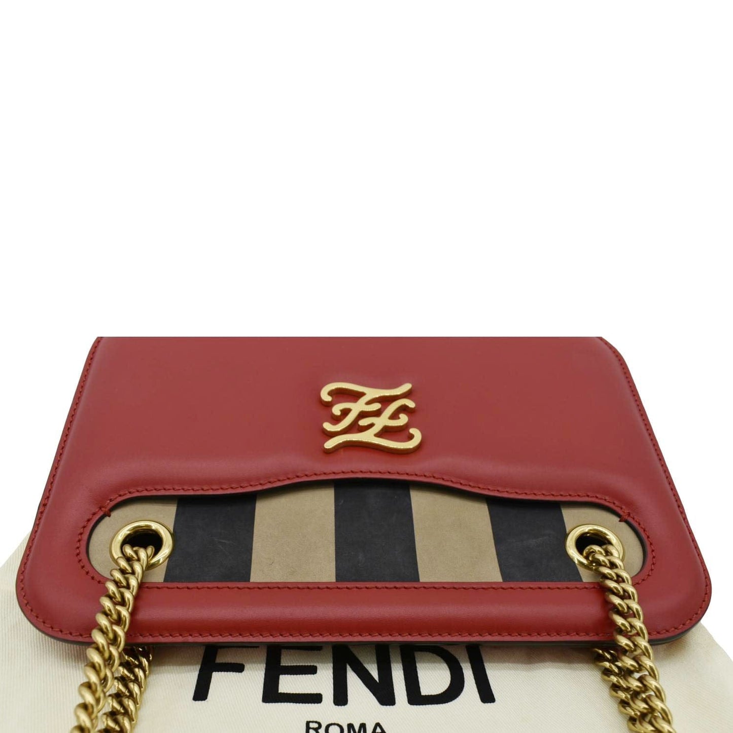 Fendi Karligraphy Pocket King Nubuck Shoulder Bag Leather Vitello Red