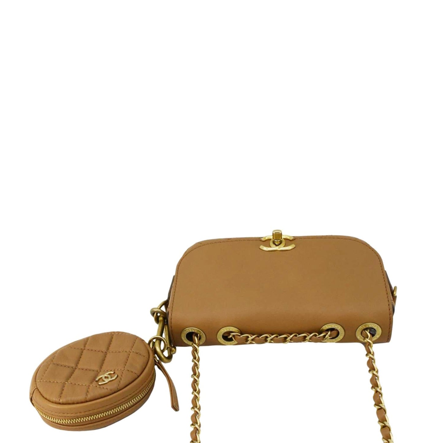 Chanel Multi Pouching Flap With Coin Purse Quilted Calfskin Leather Crossbody Bag Brown
