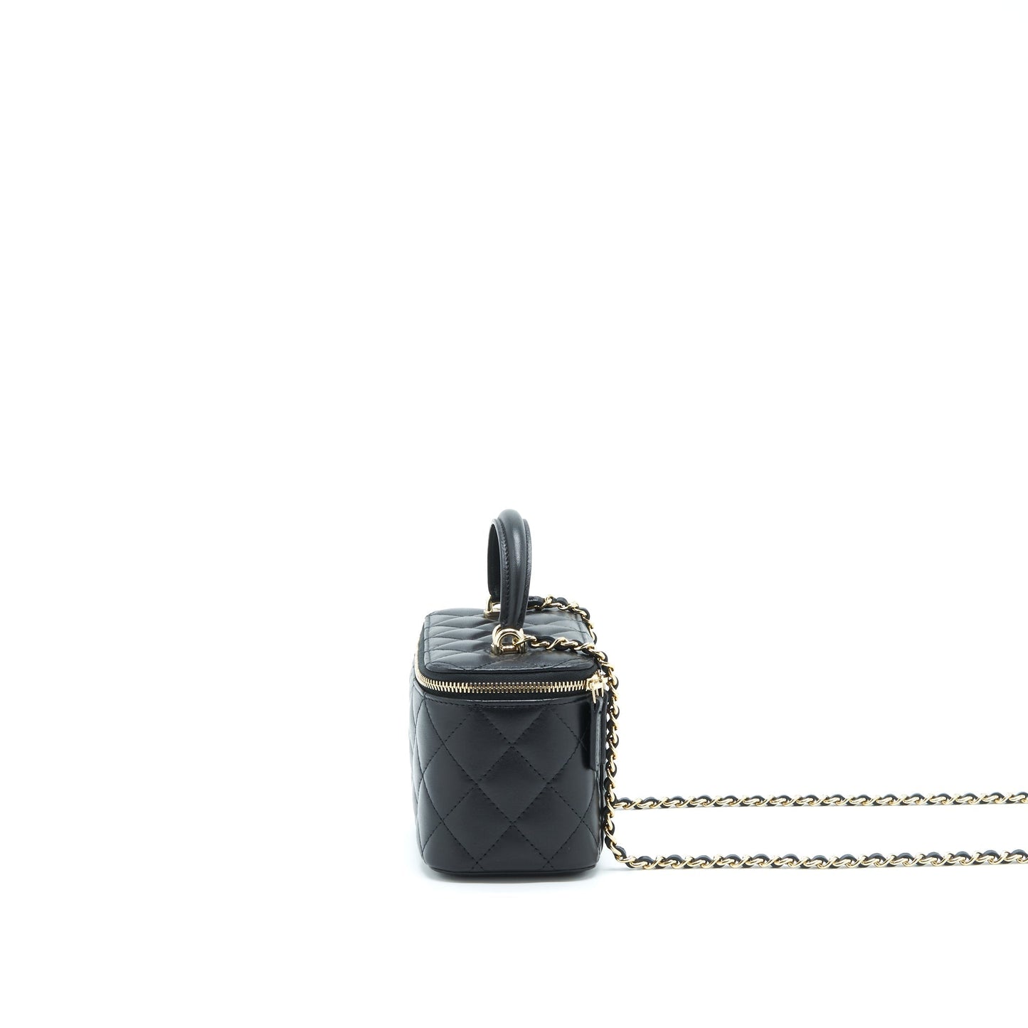 Chanel 22A Top Handle Long Vanity Lambskin Black Handbag Lghw 1