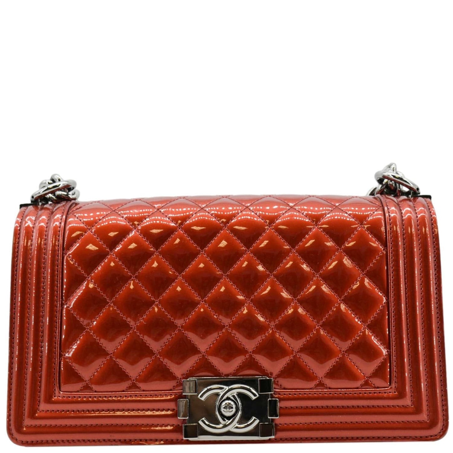Chanel Boy Flap Leather Red Travel Bag