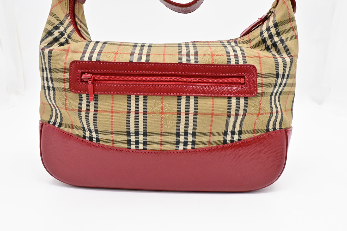 Burberry Shoulder Bag In Checked Leather Canvas Red