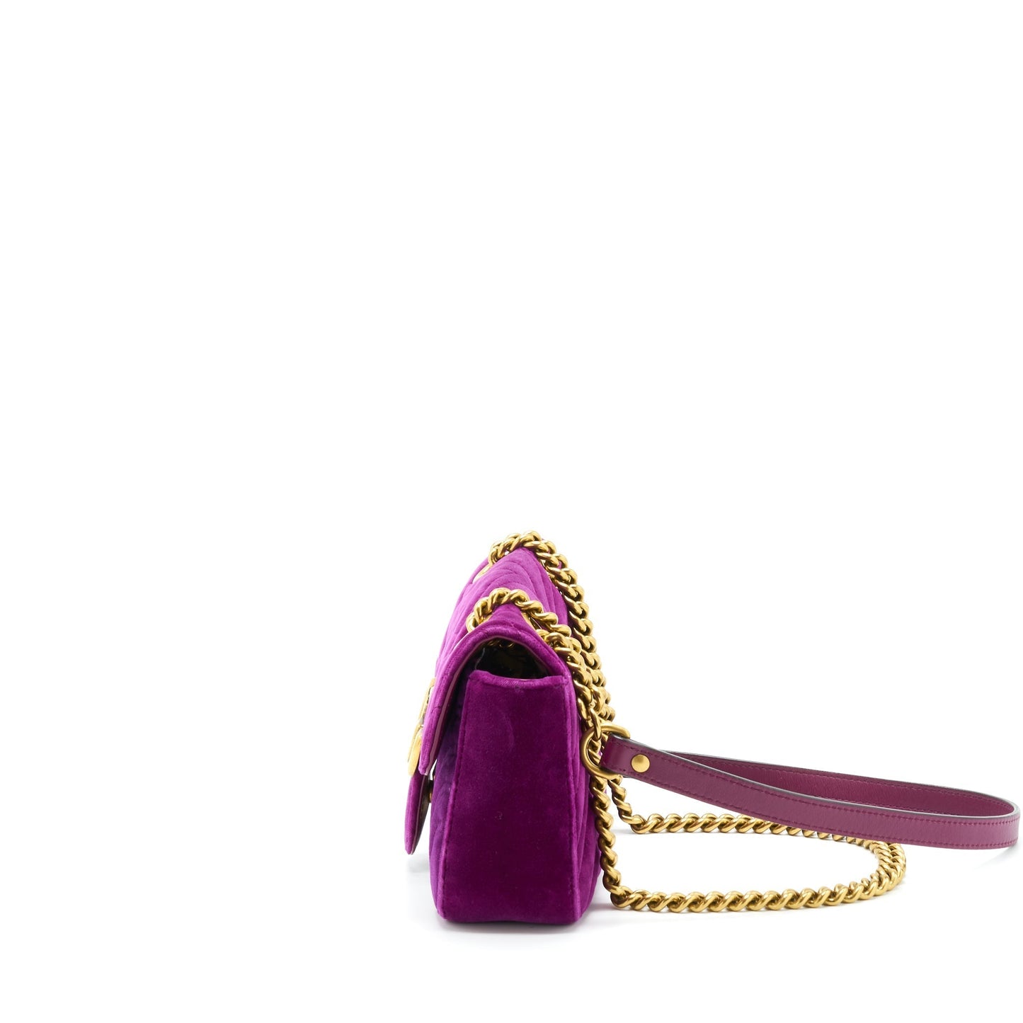 Gucci Marmont Bag Velvet Purple Mini Travel Bag Purple Ghw