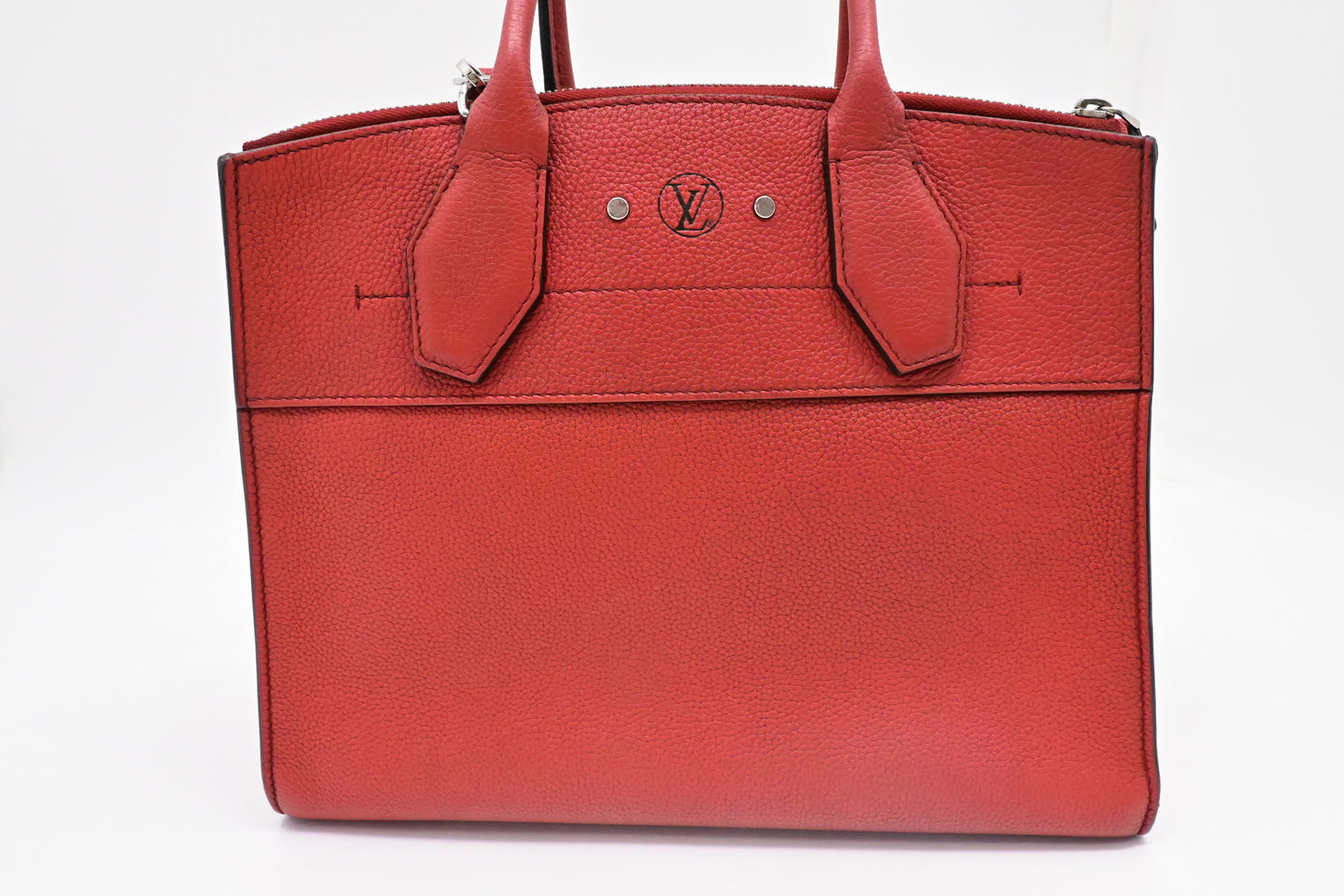 Louis Vuitton City Steamer MM Taurillon Leather Red Handbag