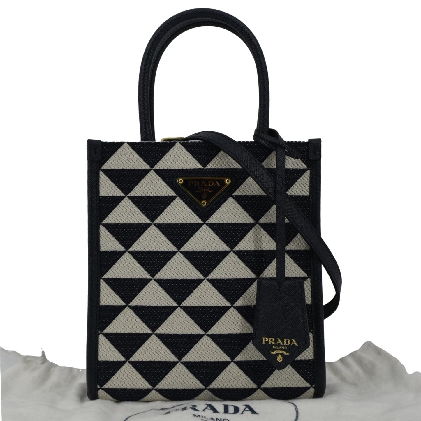 Triangolo Jacquard Symbole Tote Crossbody Bag Navy Blue Mini