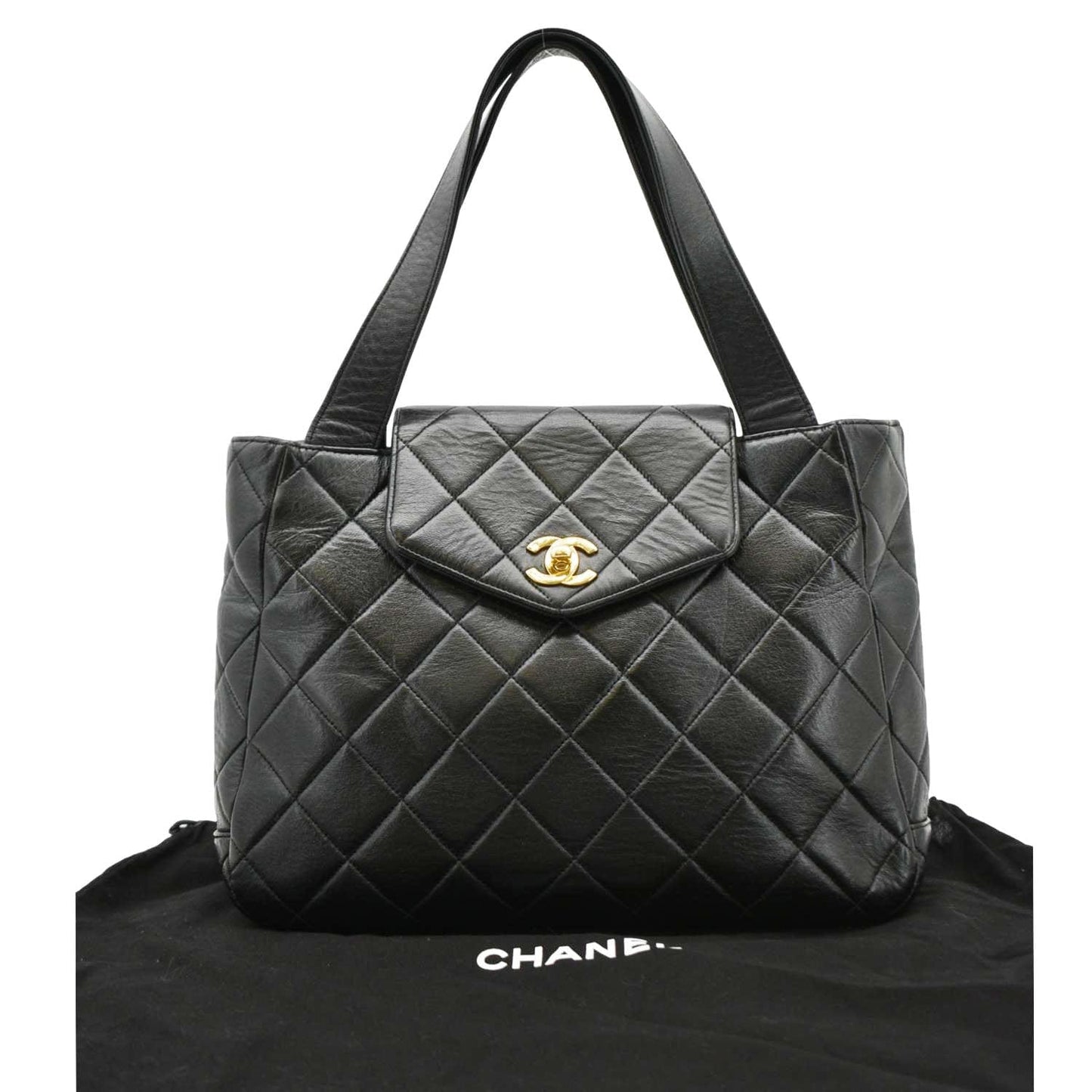 Chanel Classic Flap Quilted Leather Tote Bag Black