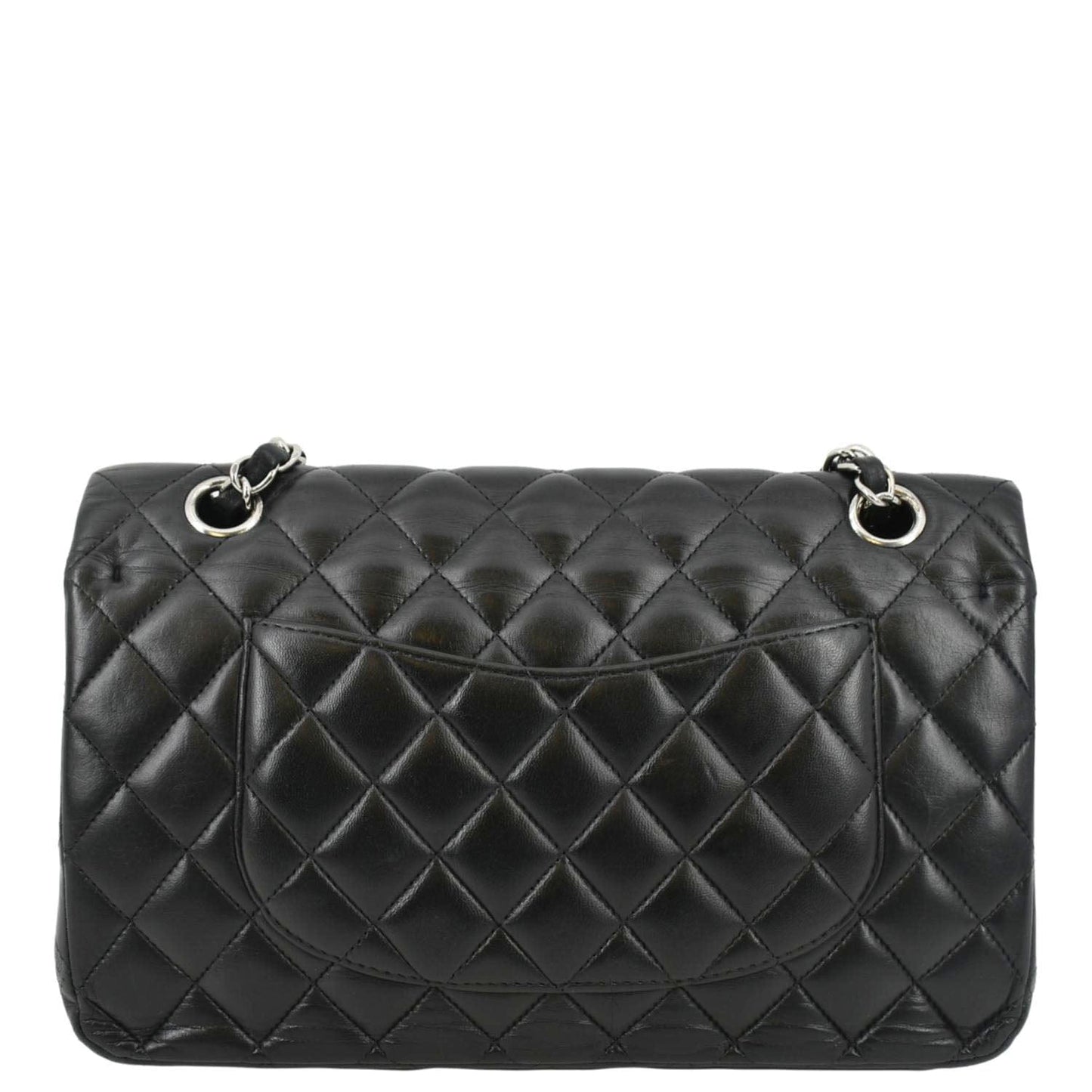Chanel Classic Double Flap Leather Black Travel Bag Flap Black