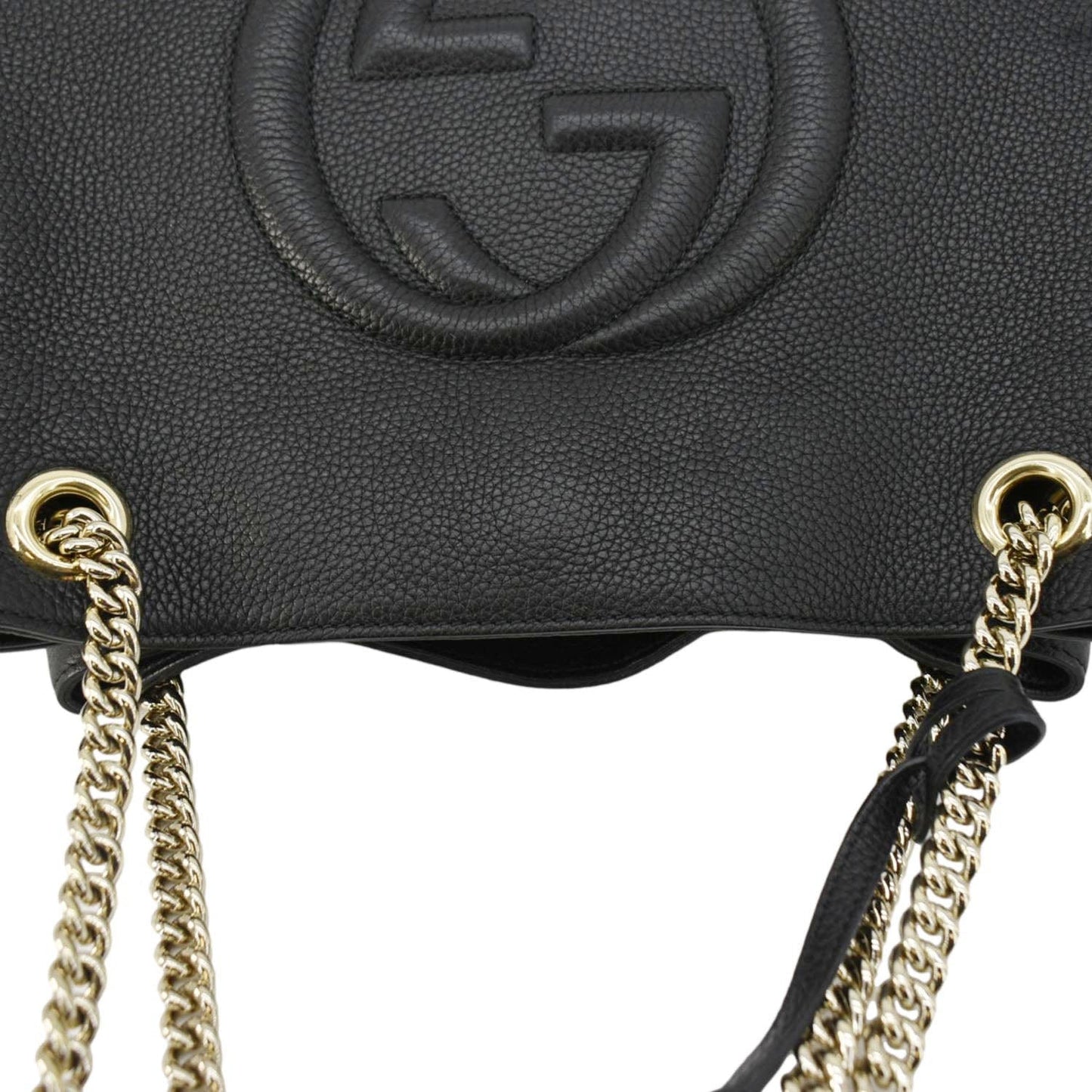 Gucci Soho Pebbled Shoulder Bag Leather Black Bag 308982