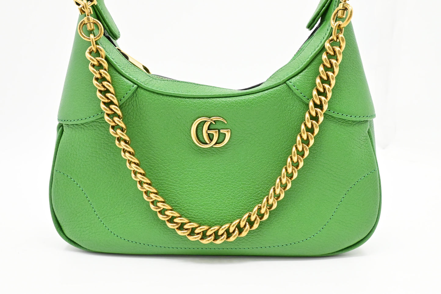 Gucci Aphrodite Leather Green Small Shoulder Bag