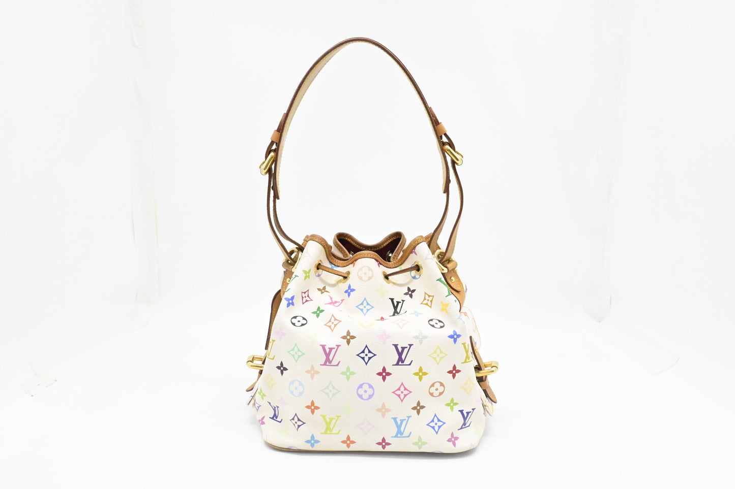 Louis Vuitton x Takashi Murakami Petit Noe Monogram Canvas White Multicolor Handbag Monogram Canvas