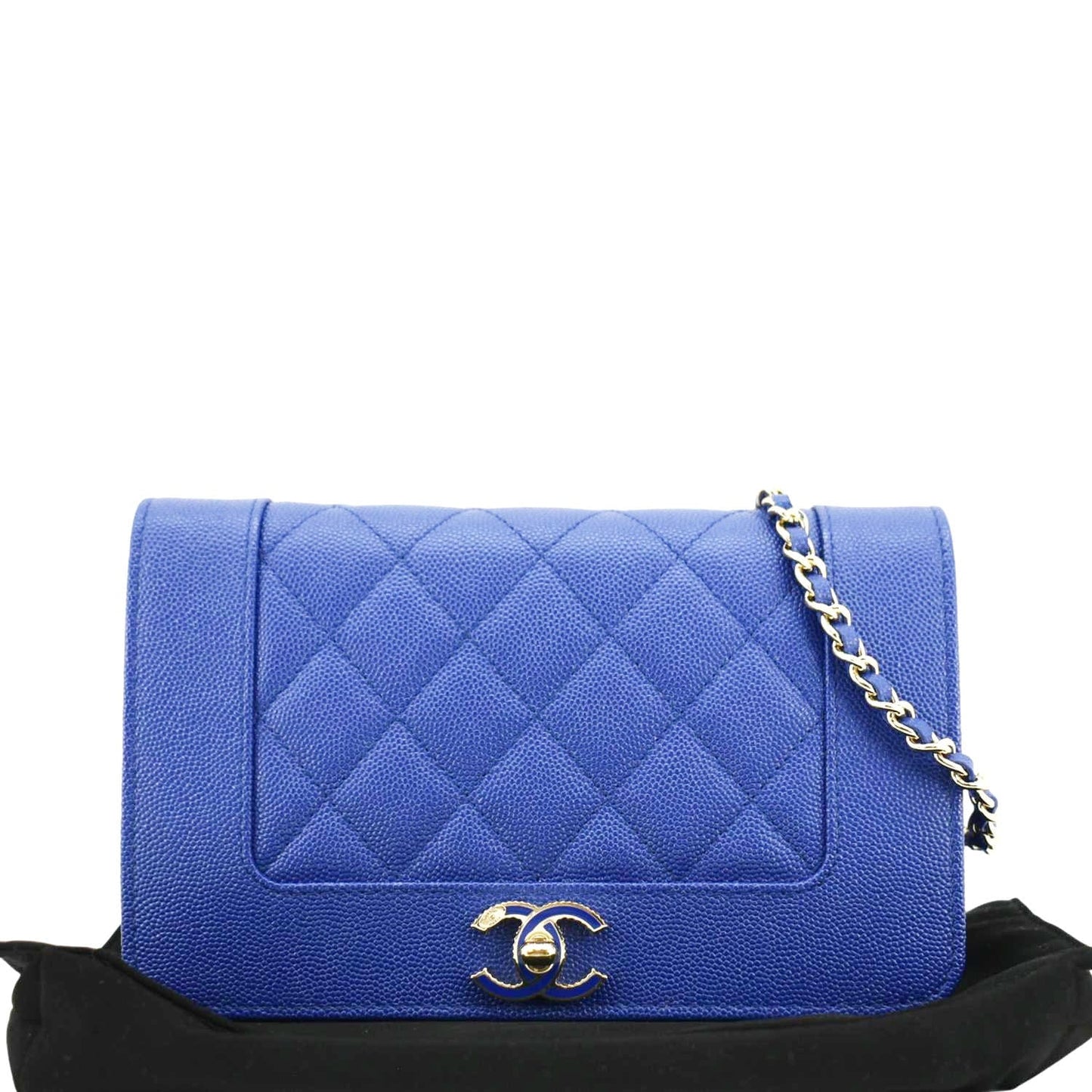 Chanel Mademoiselle Flap Quilted Leather Blue Travel Bag