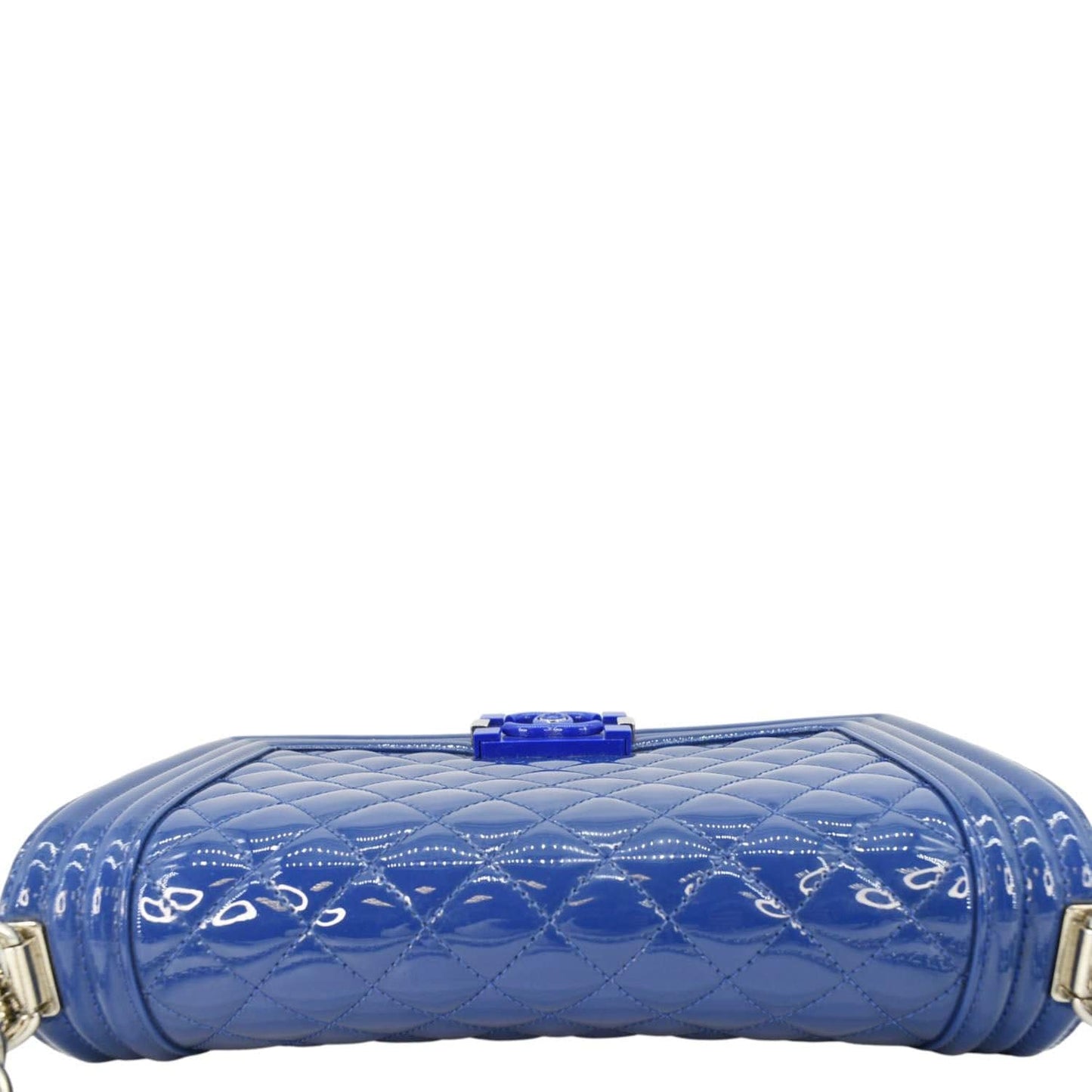 Chanel Boy Flap Plexiglass Patent Leather Blue Travel Bag