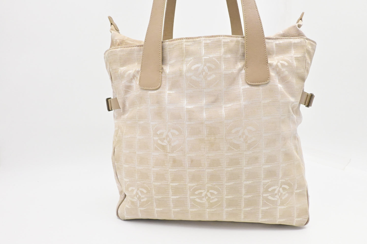 Chanel New Line Zip Beige Canvas Travel Bag