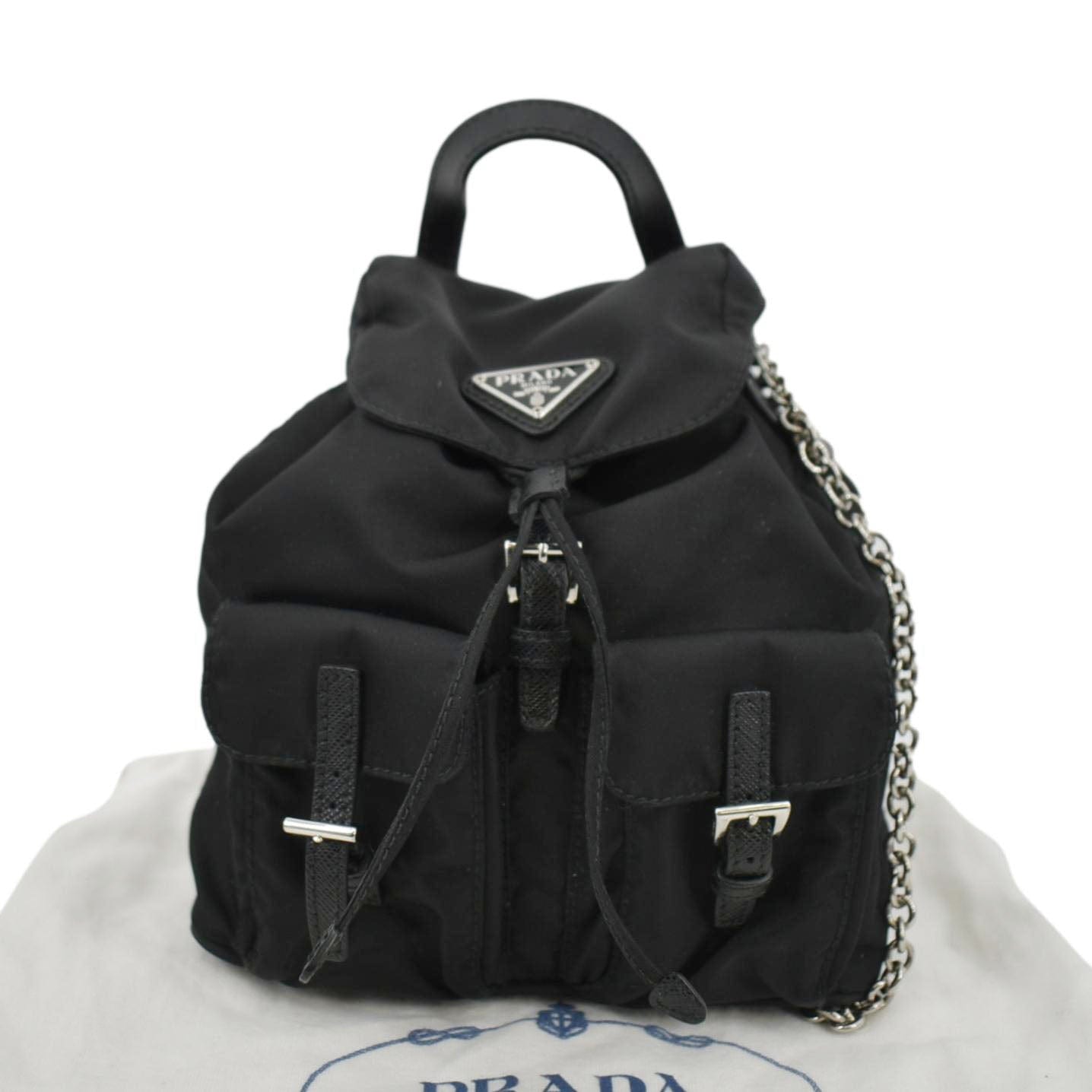 Double Pocket Backpack Crossbody Bag Nylon Black