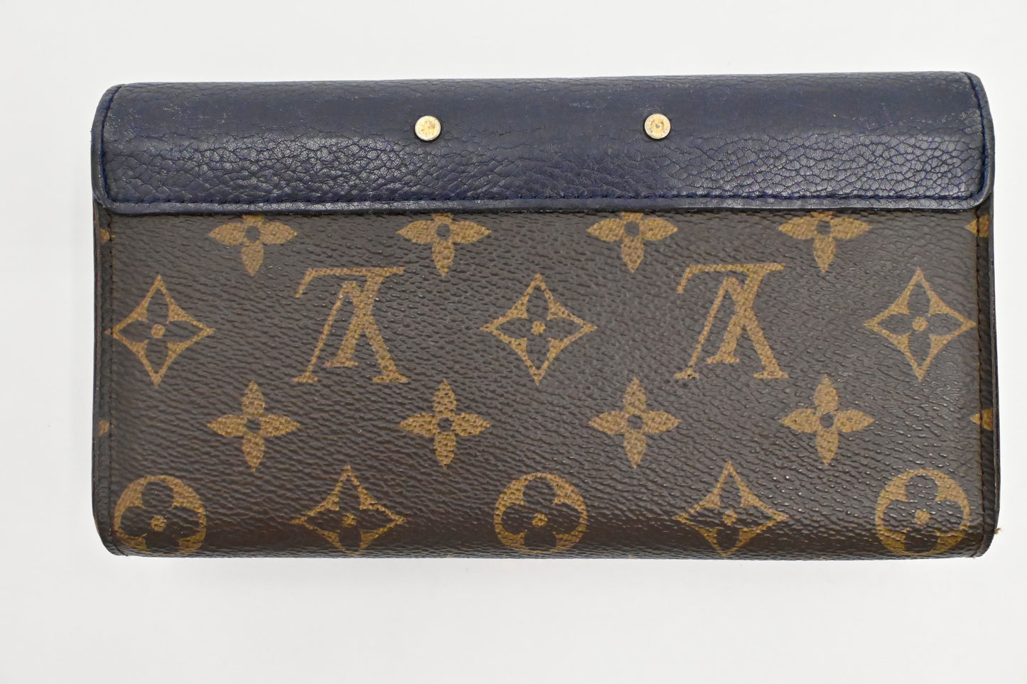 Louis Vuitton Pallas Navy Monogram Canvas Leather Blue Wallet Case