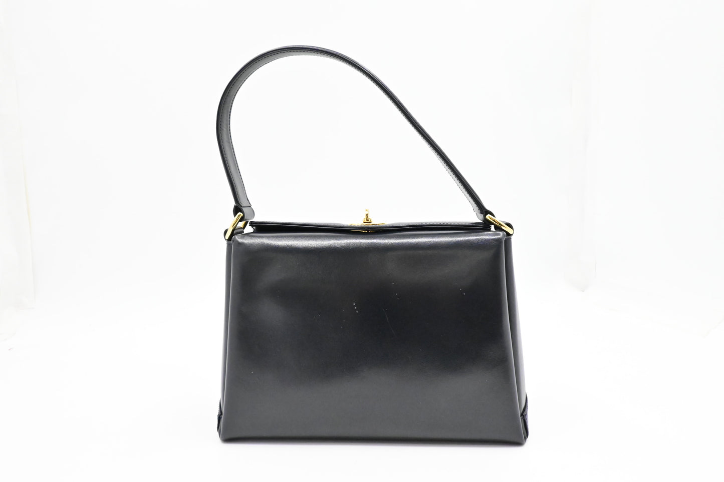 Gucci Handbag In Navy Leather Travel Bag