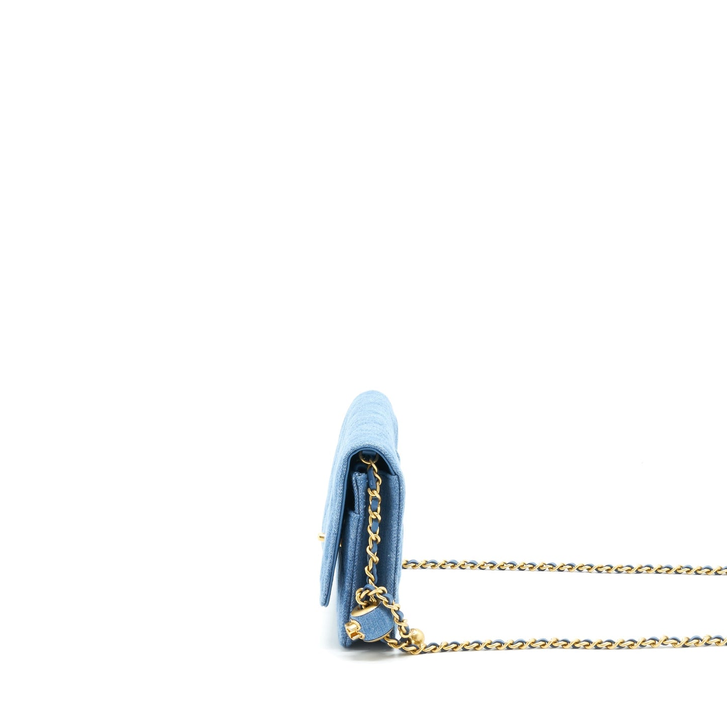 Chanel Pearl Crush On Denim GHW Microchip Blue Wallet Case