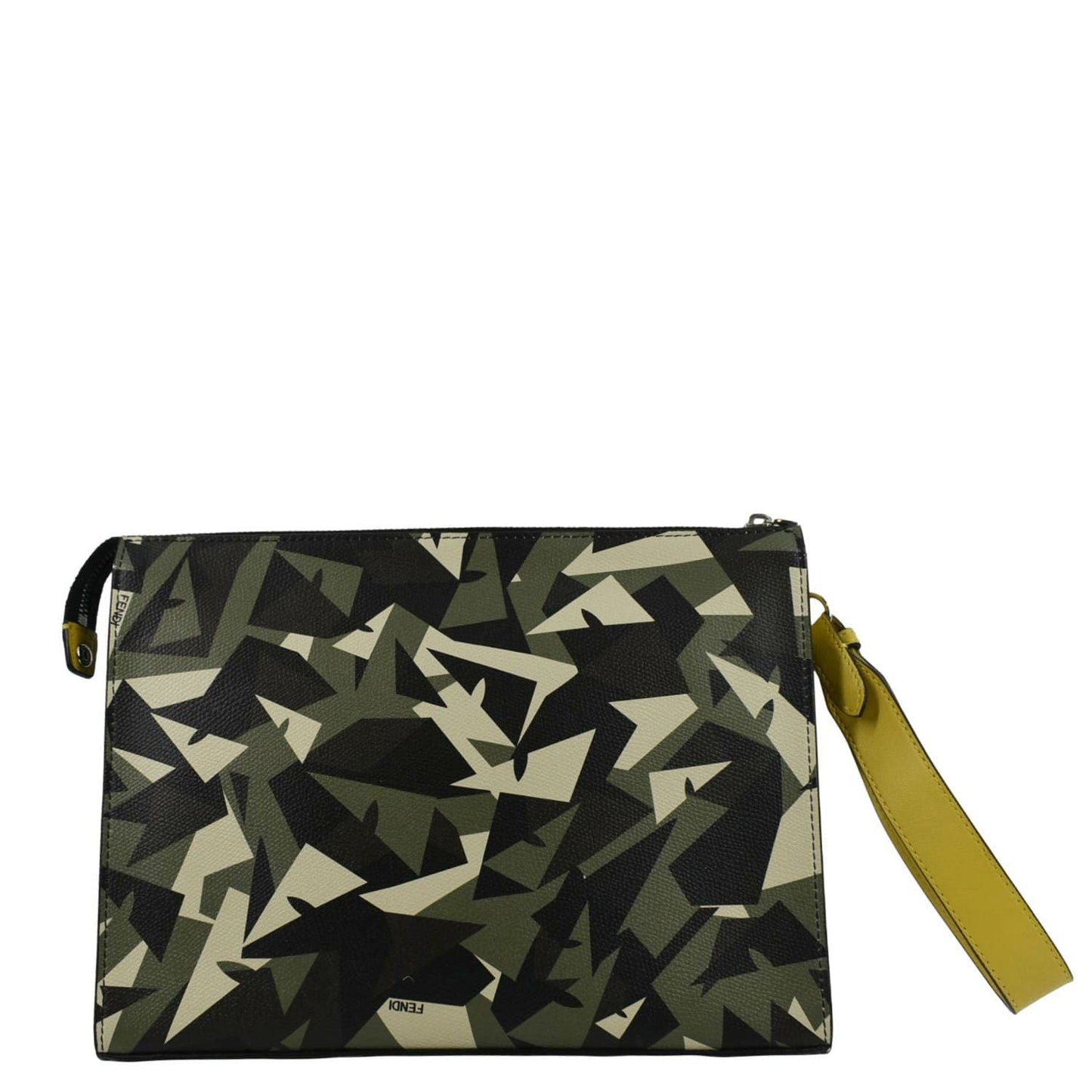 Fendi Clutch Pouch Leather Black Zip Clutch Bag