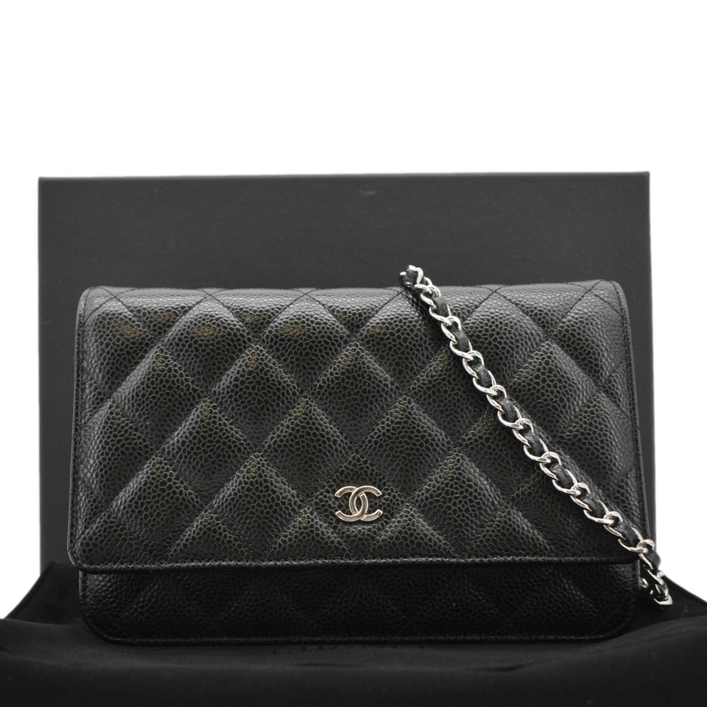 Chanel WOC Quilted Caviar Leather Black Travel Bag