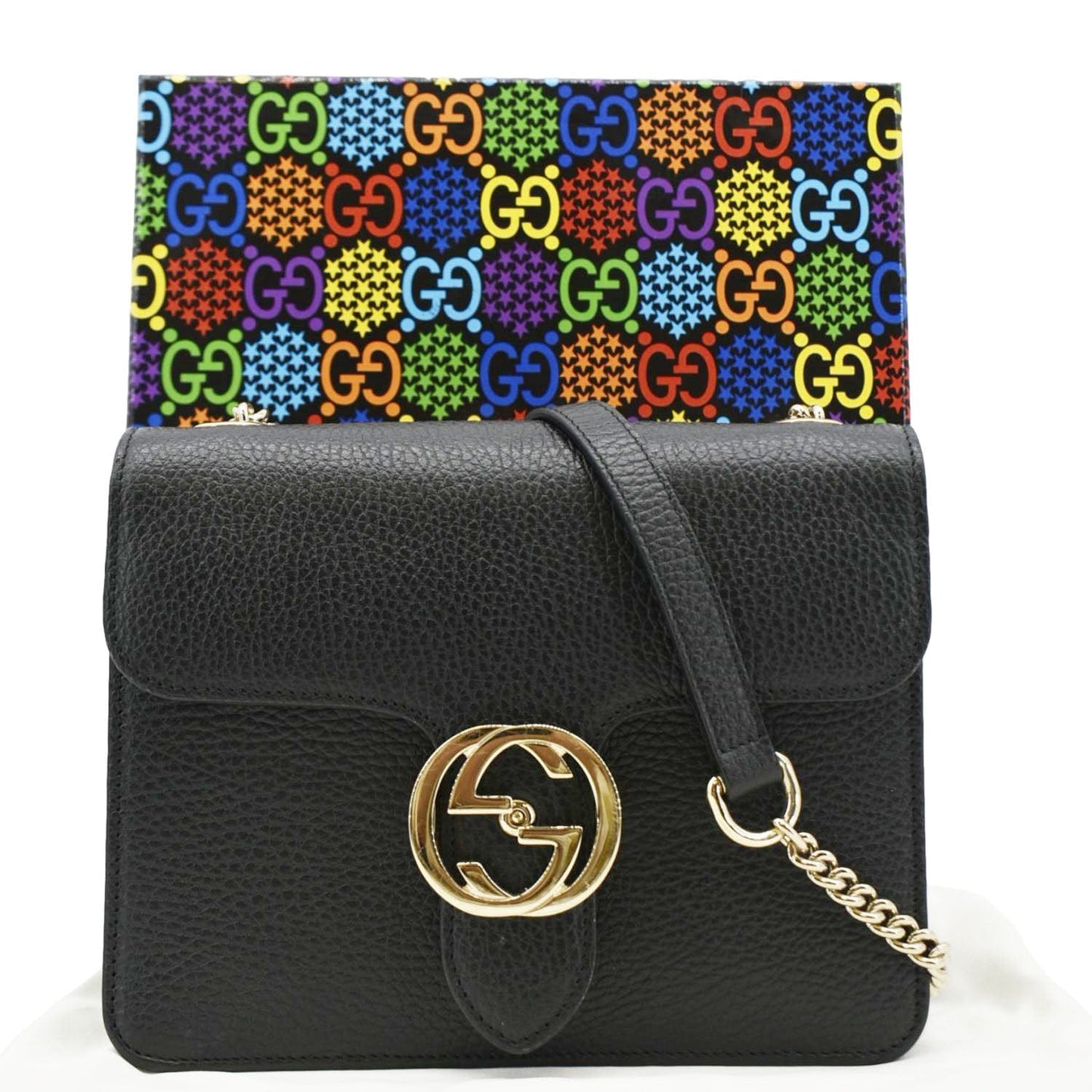 Gucci Interlocking Crossbody Bag Leather Black Shoulder Bag