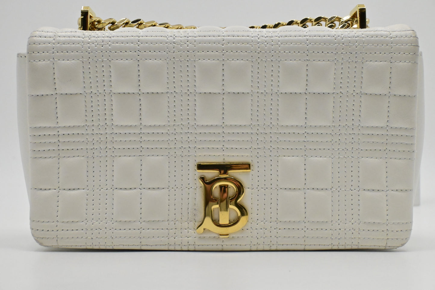 Burberry Lola Crossbody In Leather White Crossbody Bag