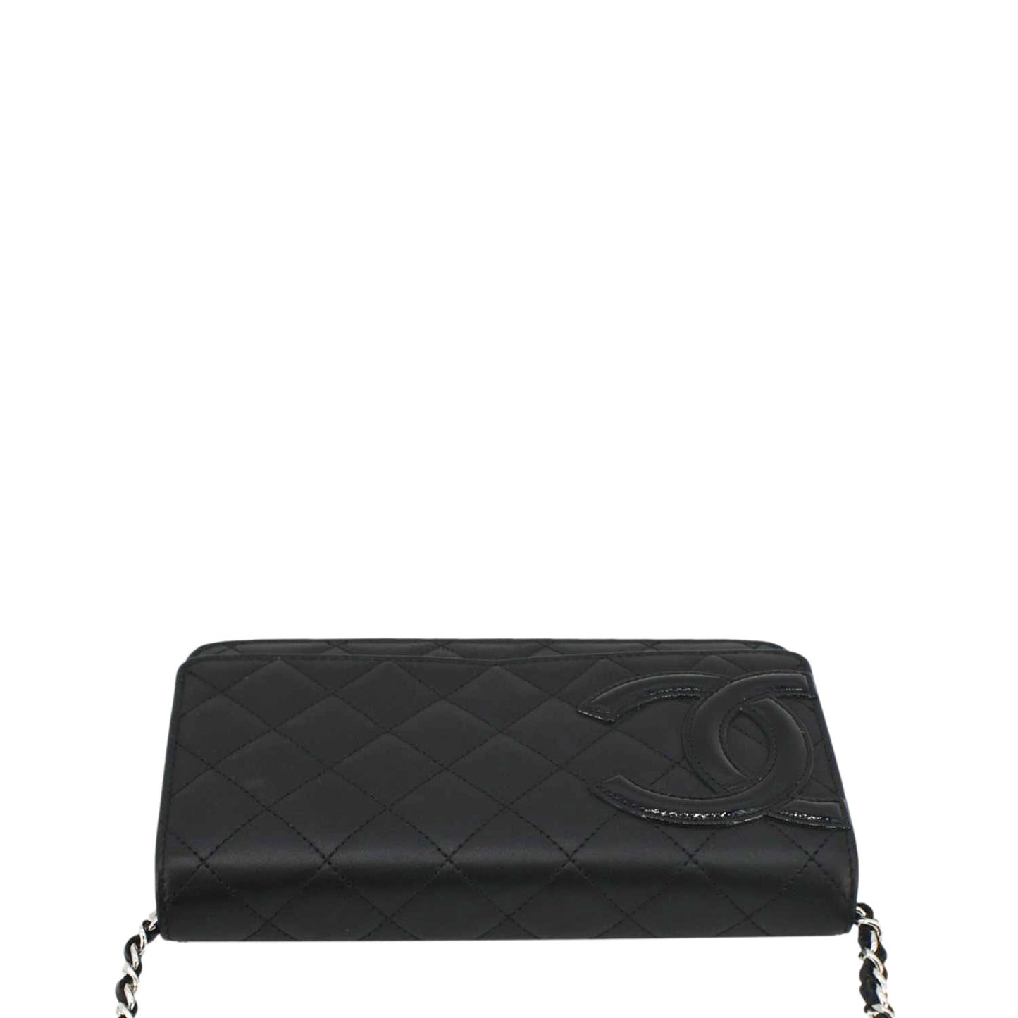 Chanel Cambon Ligne On Quilted Leather Black Wallet Case
