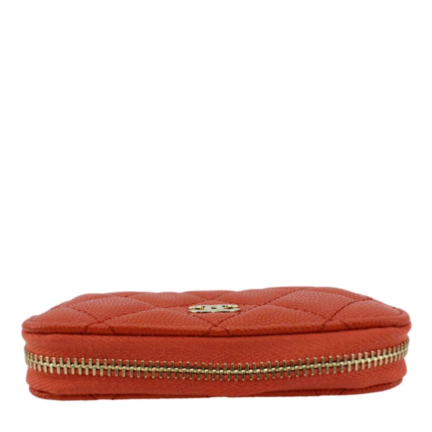 Chanel Zipped Quilted Caviar Coin Purse Leather Red Wallet Case