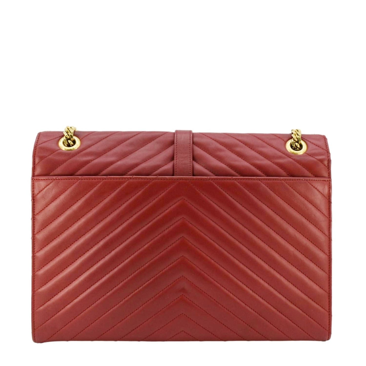 YSL Saint Laurent Yves Envelope Mixed Shoulder Bag Leather Matelasse Red