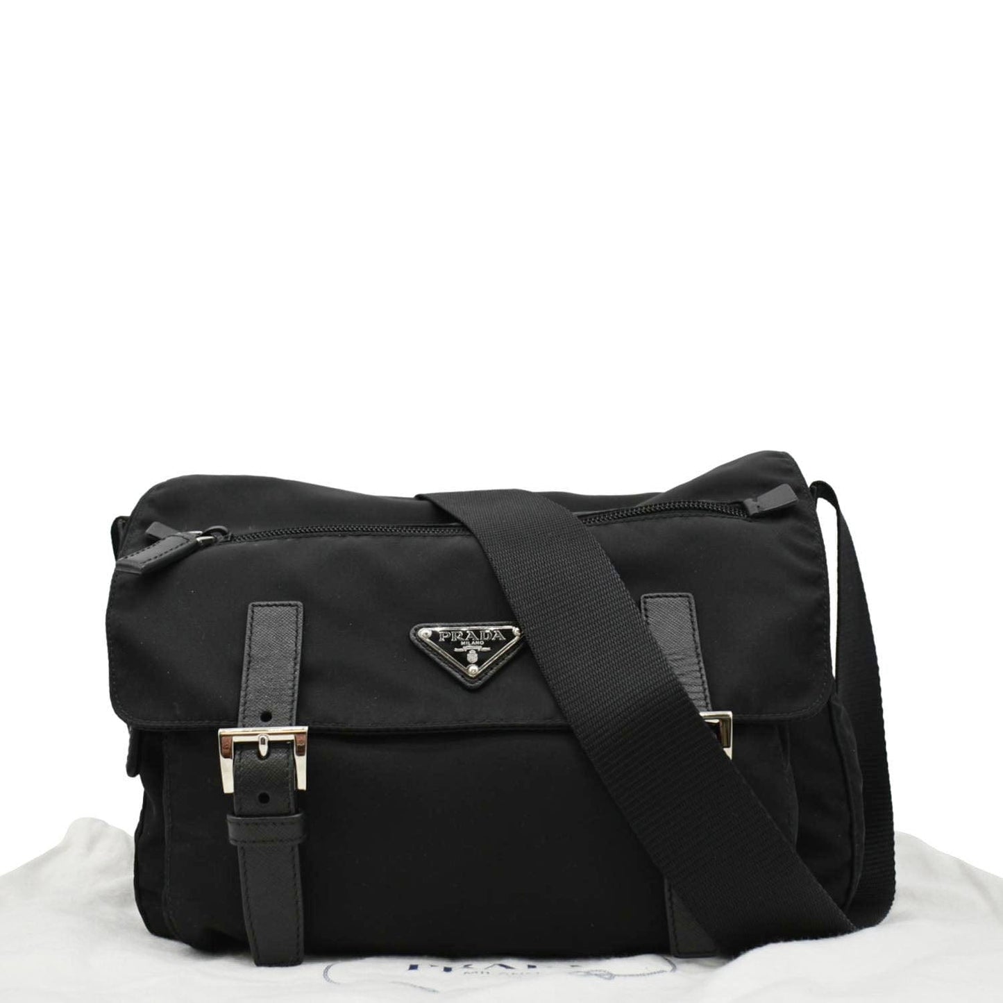 Prada Vela Re Edition Messenger Bag Nylon Black Crossbody Bag