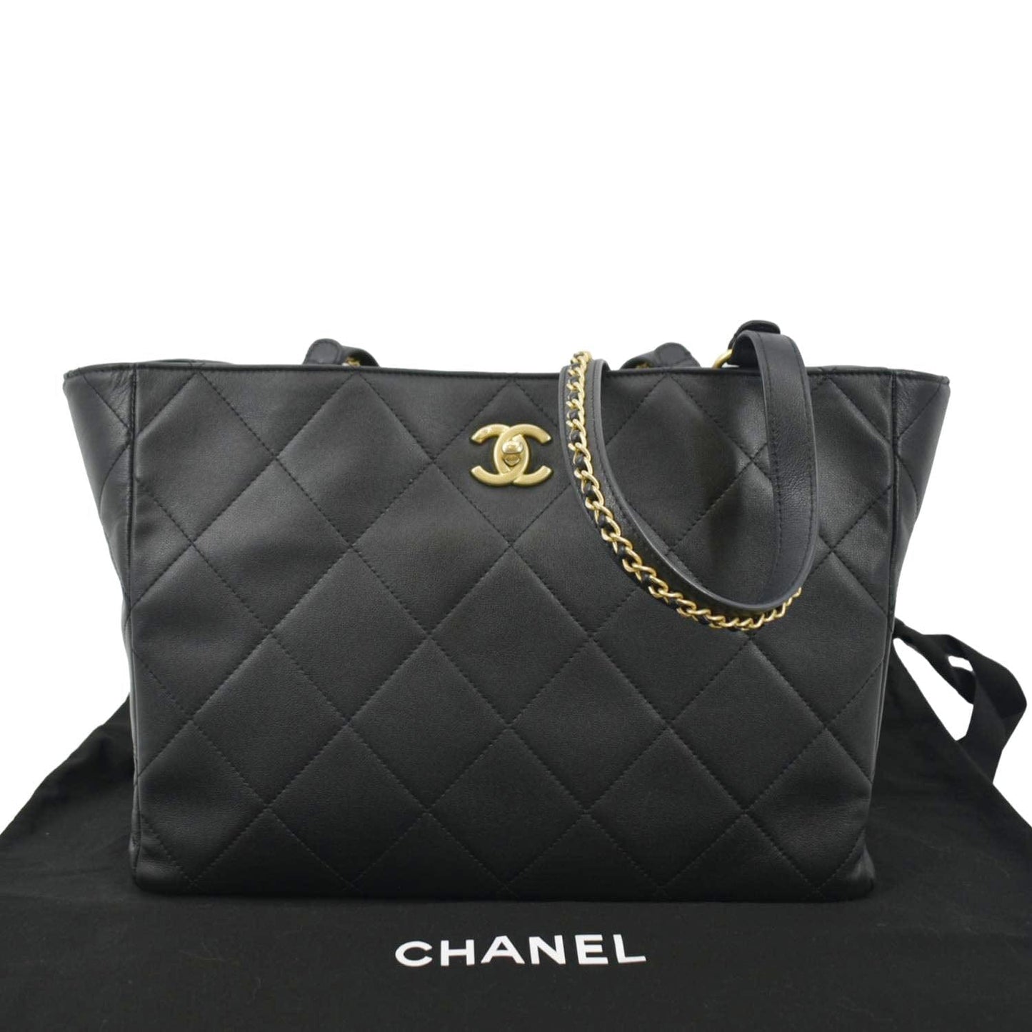 Chanel Shopping Quilted Leather Black Travel Bag